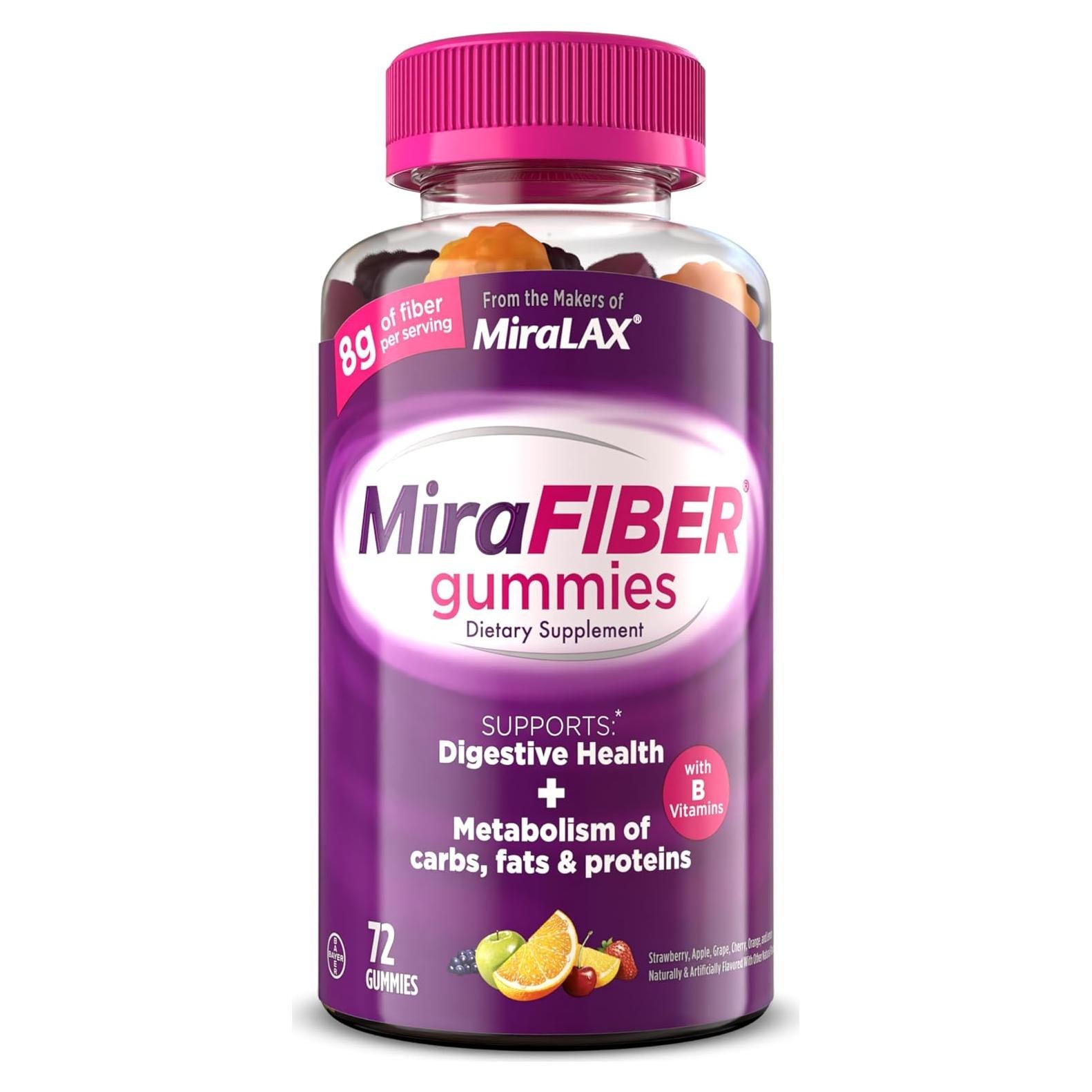 Gominolas de Fibra Prebiótica MiraFIBER 72 Unidades Sabor Fruta