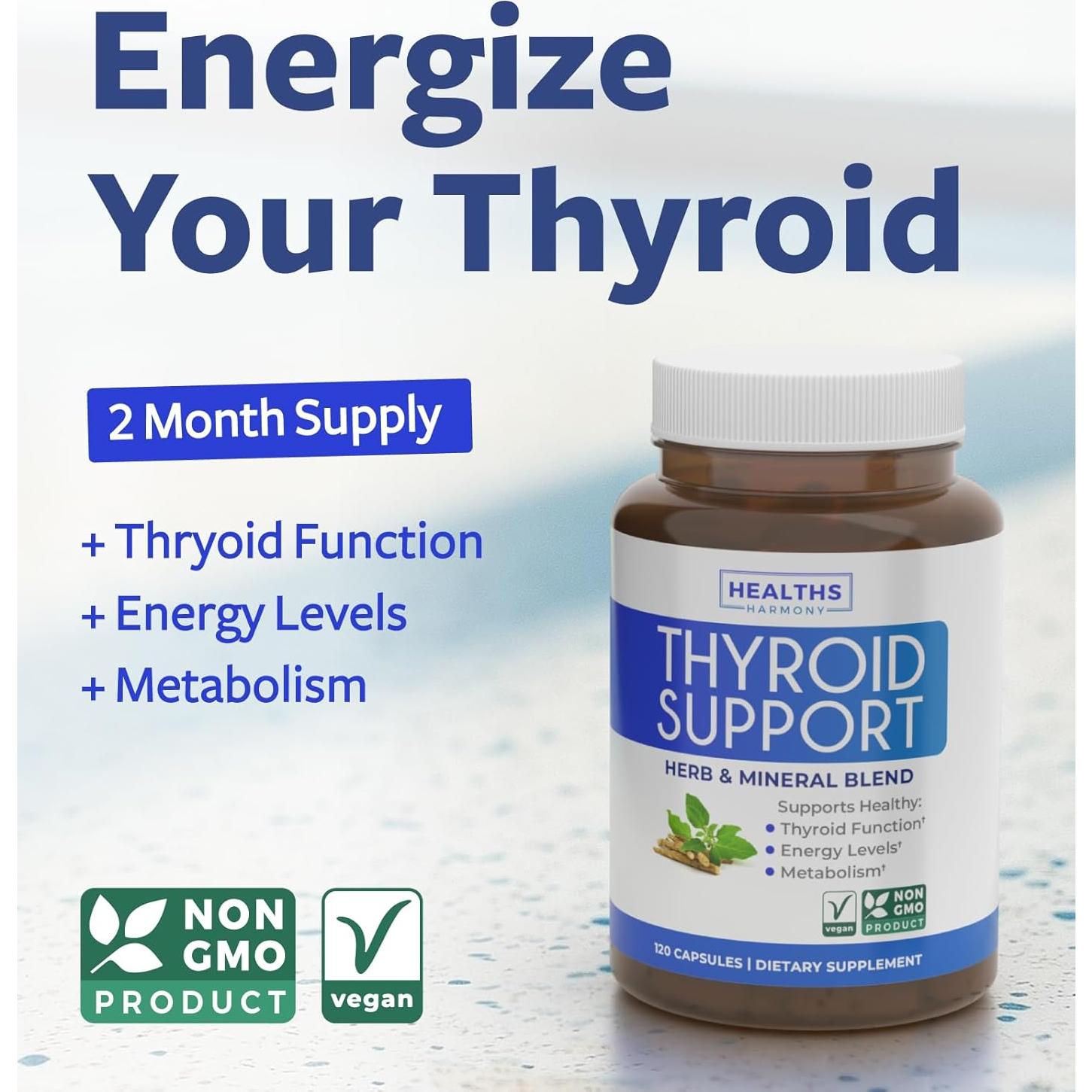 Suplemento de Tiroides Healths Harmony - 120 Cápsulas Veganas