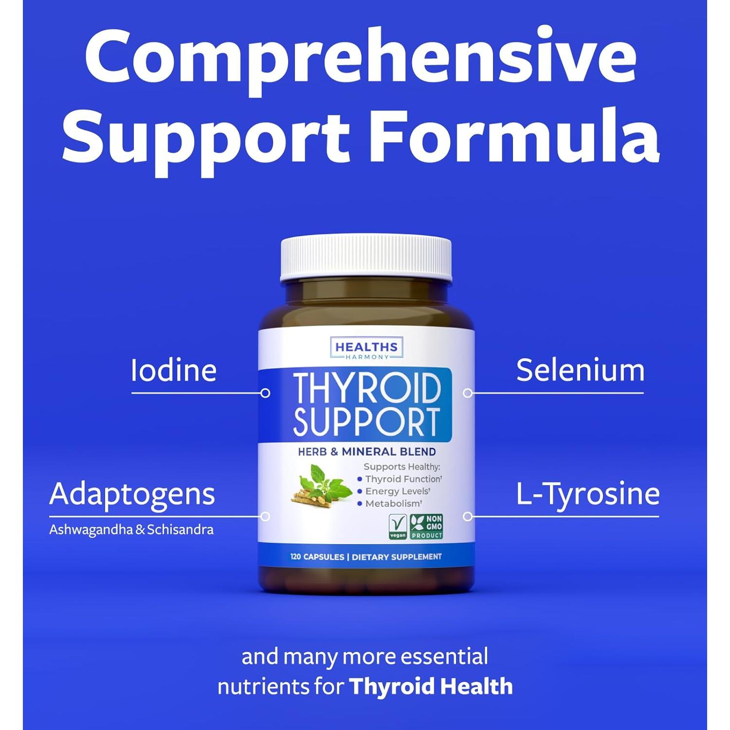 Suplemento de Tiroides Healths Harmony - 120 Cápsulas Veganas