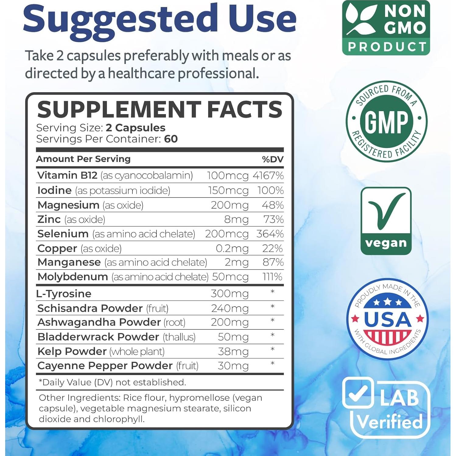 Suplemento de Tiroides Healths Harmony - 120 Cápsulas Veganas