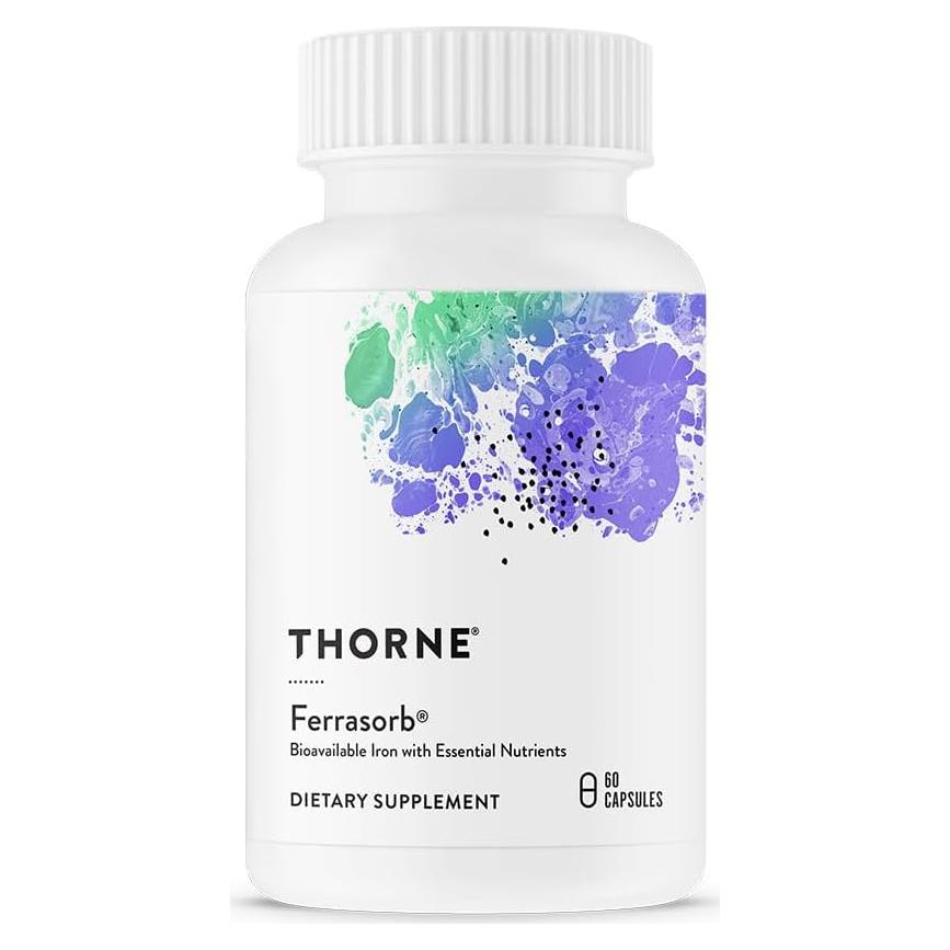 THORNE Ferrasorb 36 mg Hierro Elemental y Vitaminas B y C - 60 Cápsulas
