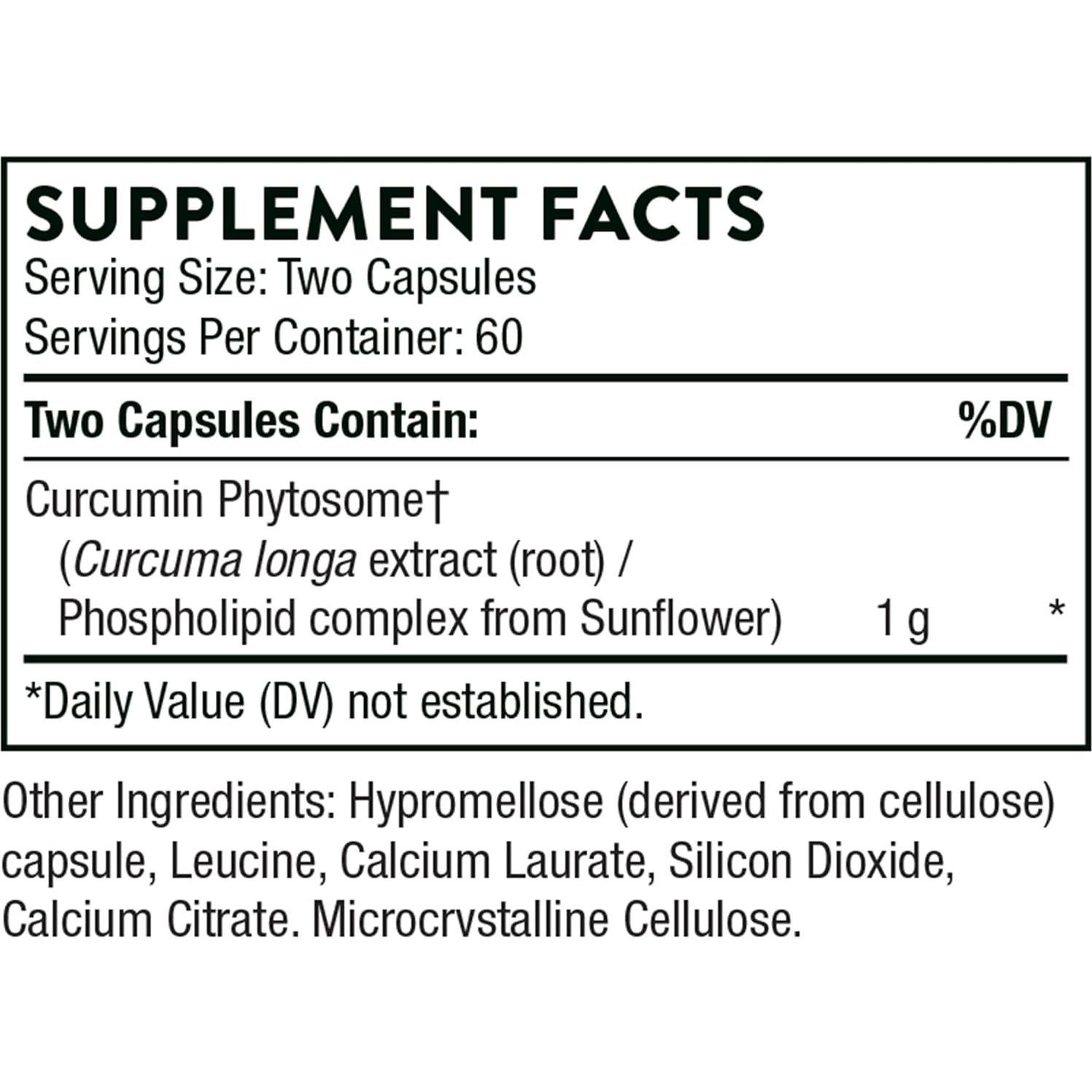 Curcumina Fitósoma Thorne 1000 mg - 120 Cápsulas Alta Absorción
