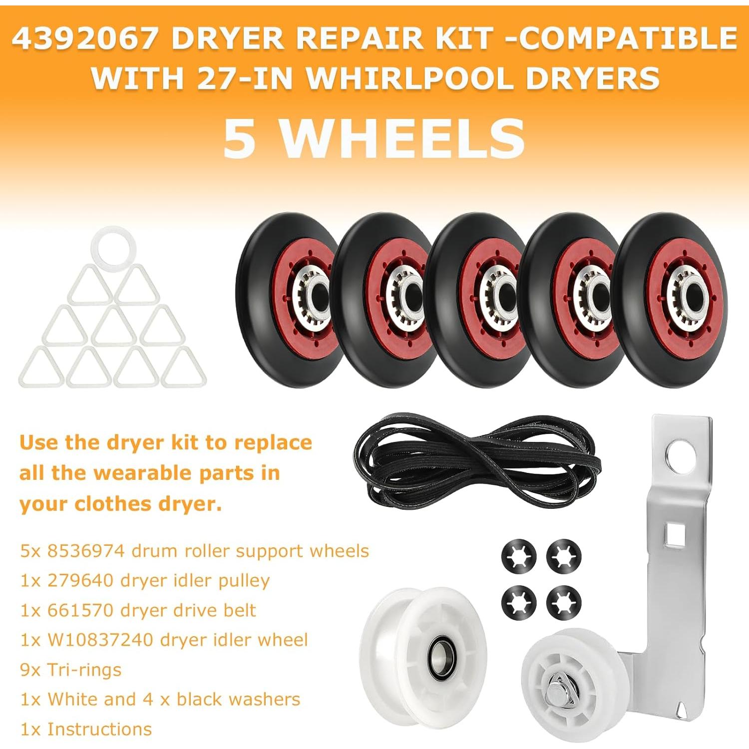 Kit de reparación secadora 4392067 - 5 ruedas y polea