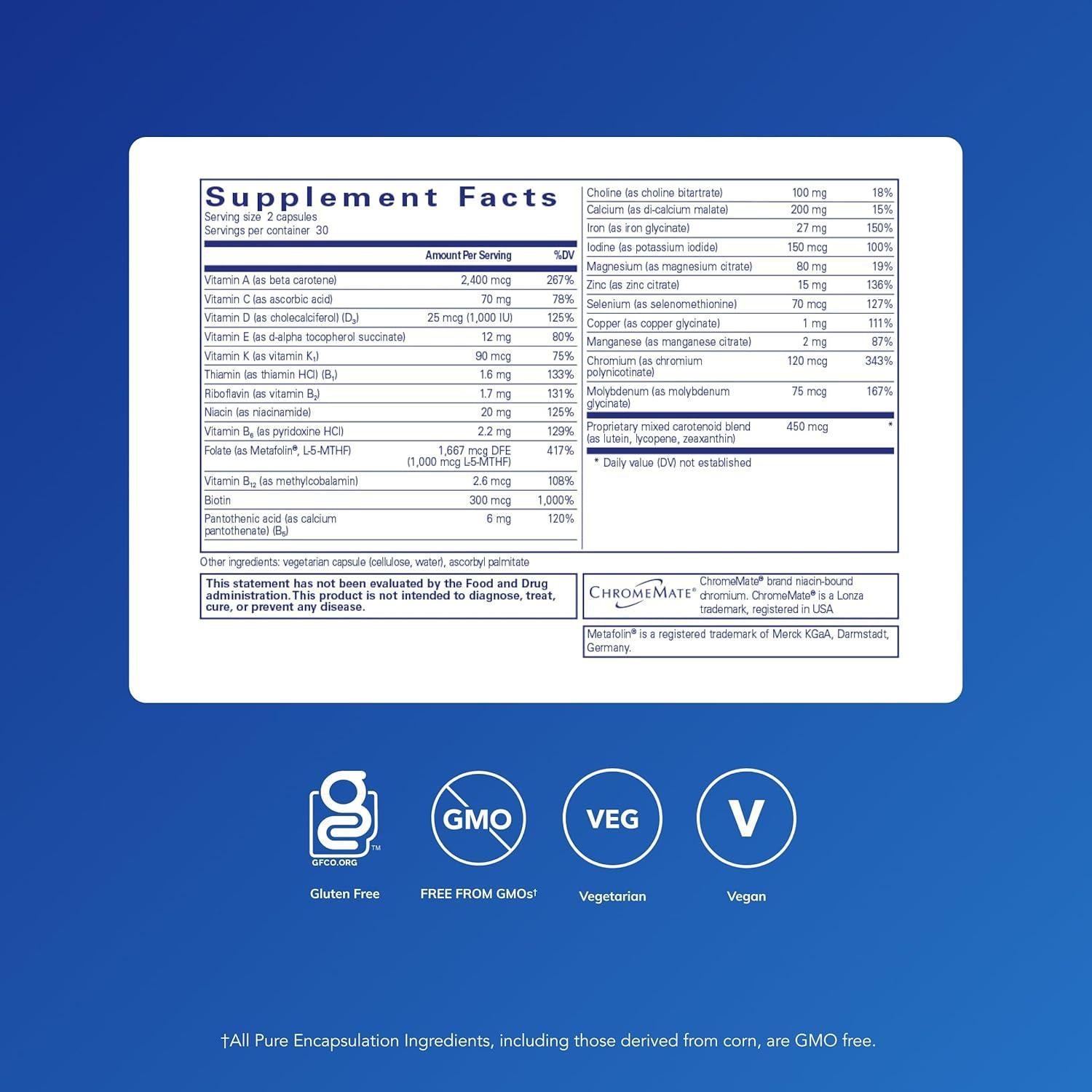 Multivitaminas y Minerales para Mujeres Pure Encapsulations - 60 Cápsulas