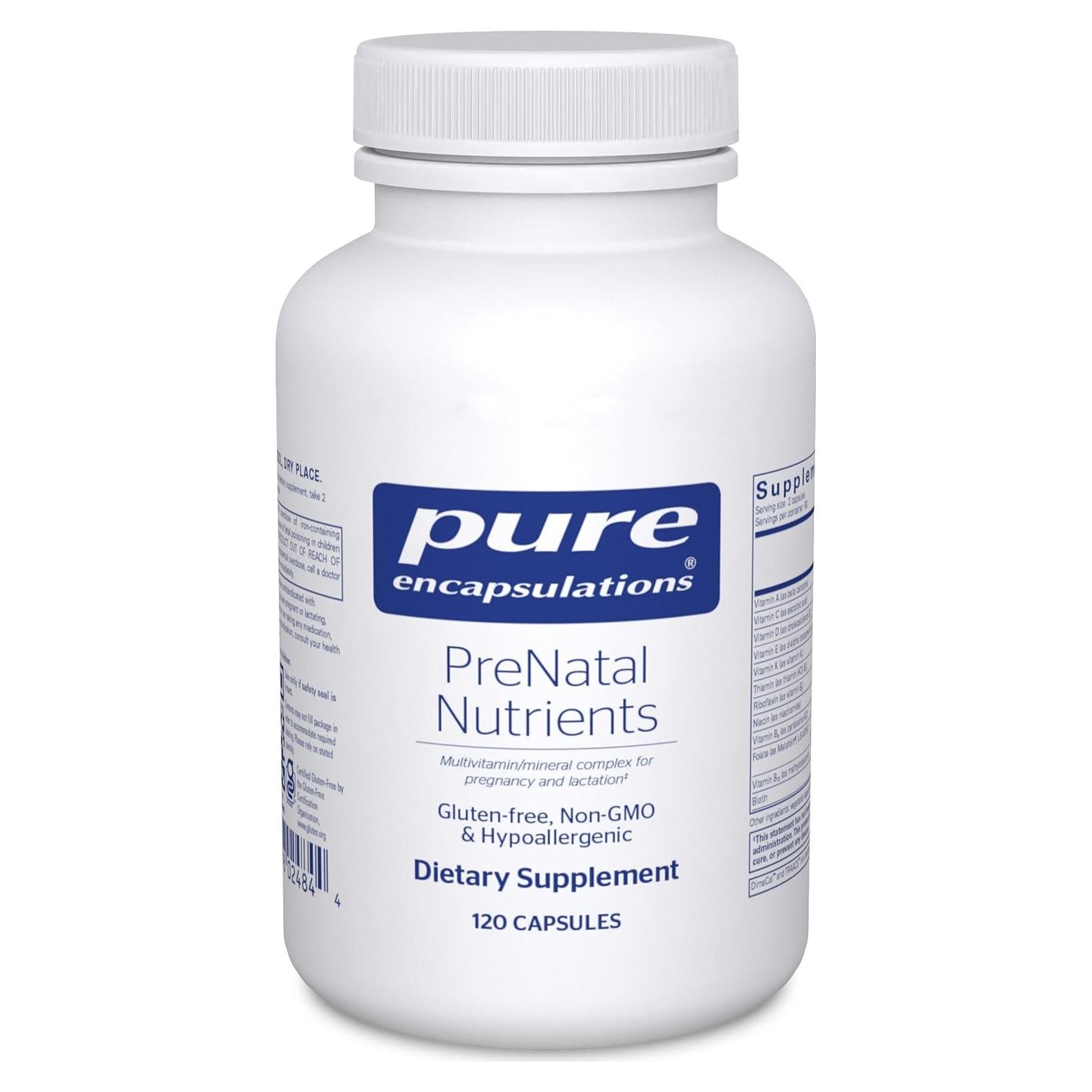 Nutrientes Prenatales Pure Encapsulations 120 Cápsulas - Energía y ADN