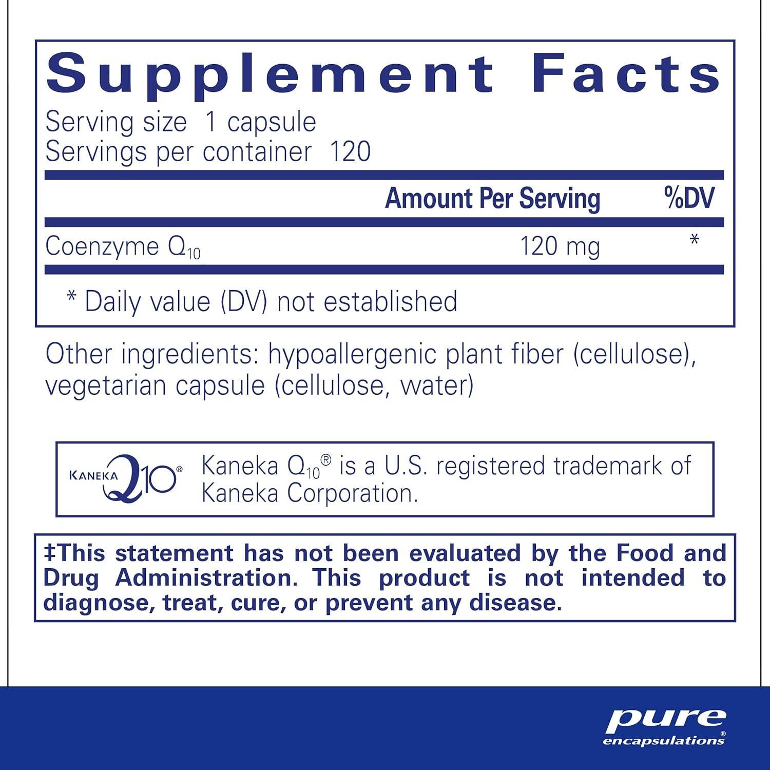 Suplemento CoQ10 Pure Encapsulations 120 mg - 120 Cápsulas