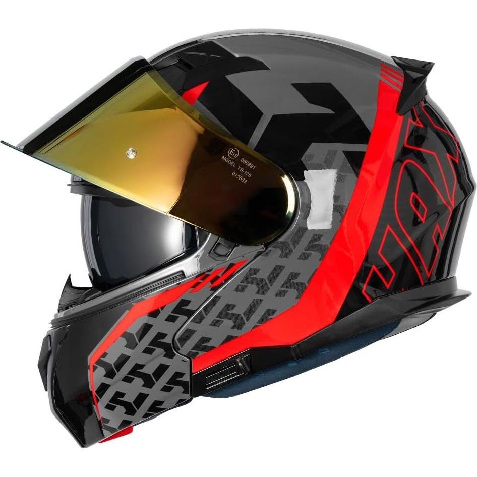 Casco HAX Modular Flip-Up Rojo Viento 2.13 kg Aprobado DOT