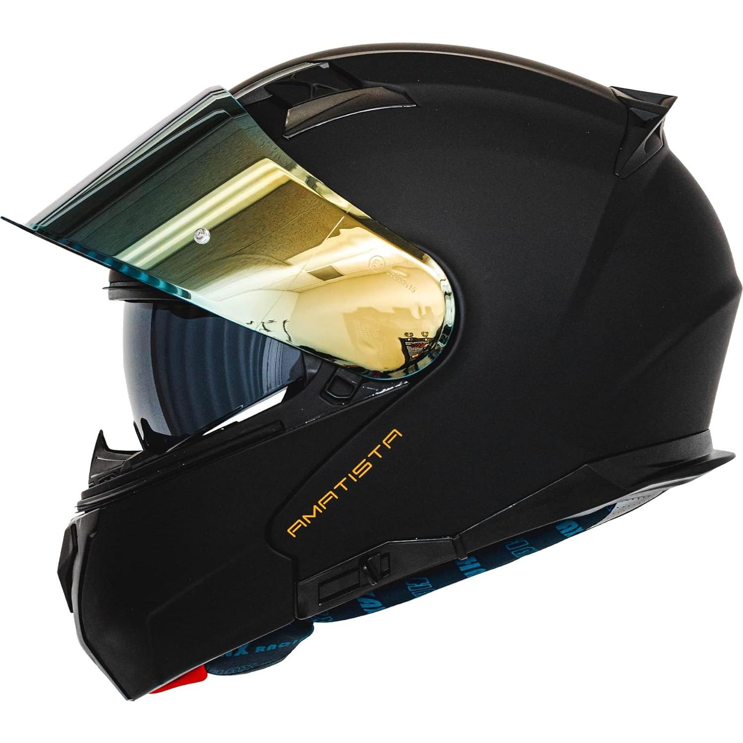 Casco Modular HAX Amatista Flip-Up Doble Visera Negro Mate