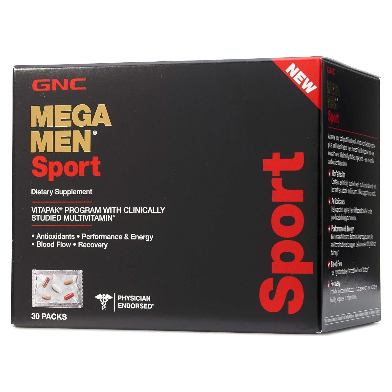 Cápsulas GNC Mega Men Sport 30 Unidades Suplemento Energético