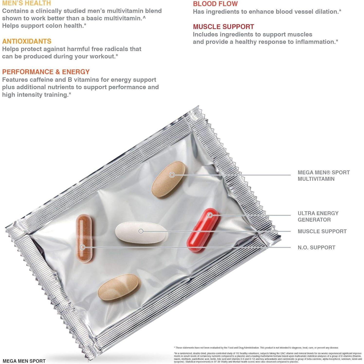 Cápsulas GNC Mega Men Sport 30 Unidades Suplemento Energético