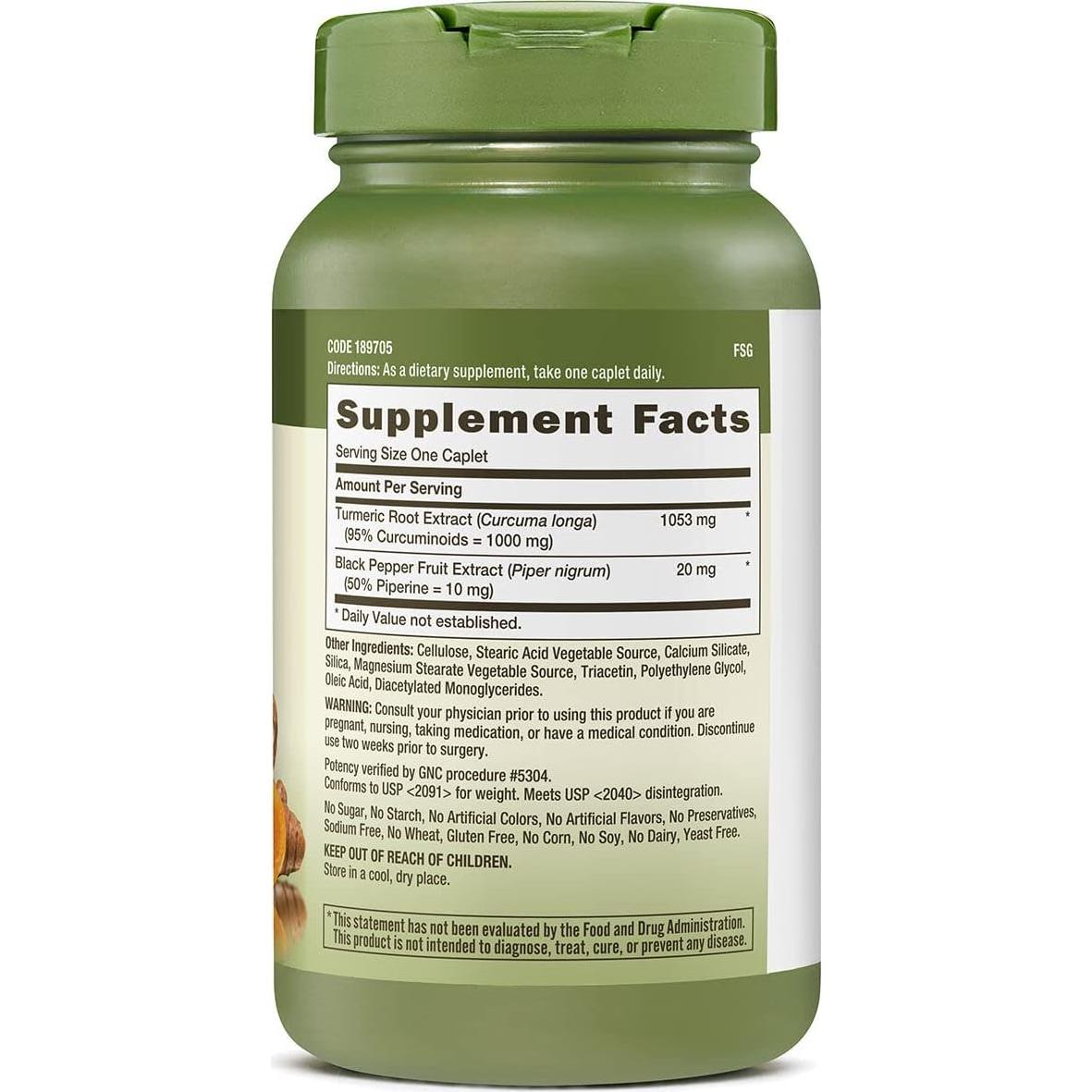 Suplemento de Cúrcuma Curcumina GNC Herbal Plus 1000mg 120 Porciones