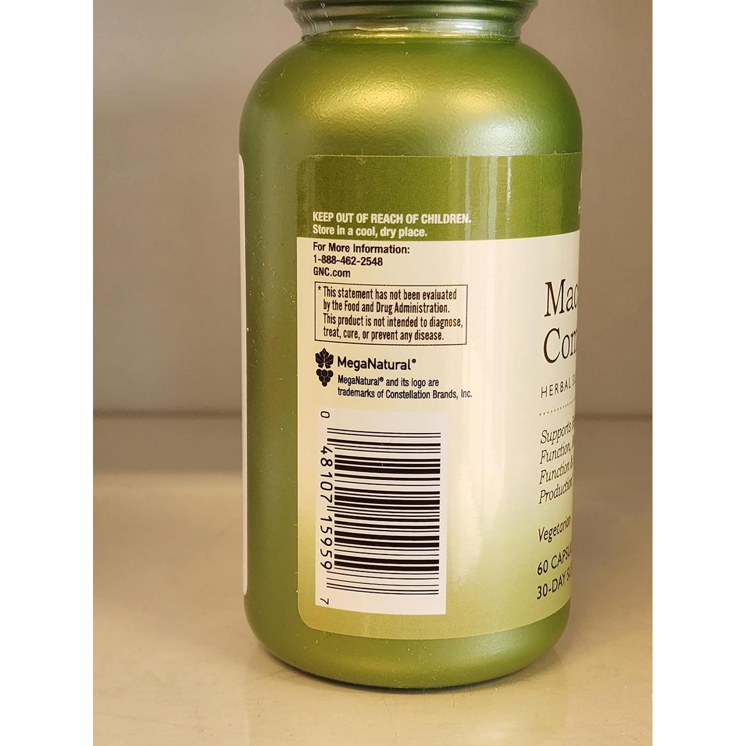 Suplemento Herbal GNC de Maca 500mg, 30 Porciones, Vegetariano