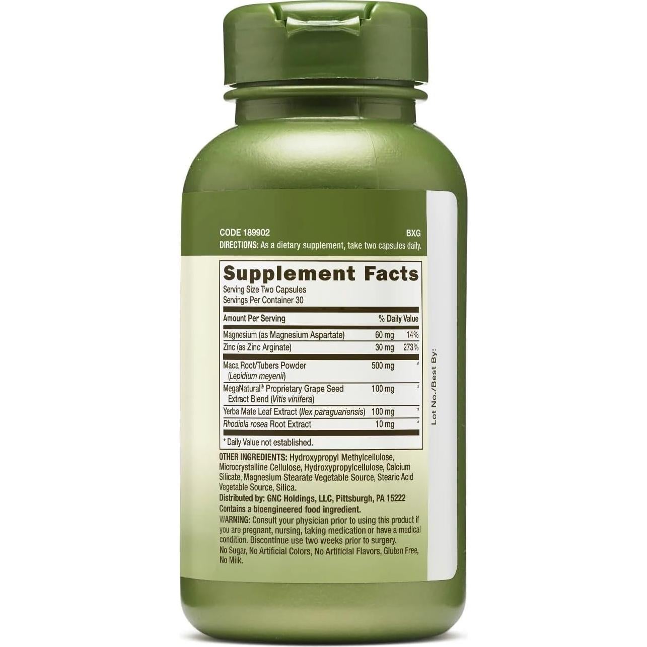 Suplemento Herbal GNC de Maca 500mg, 30 Porciones, Vegetariano