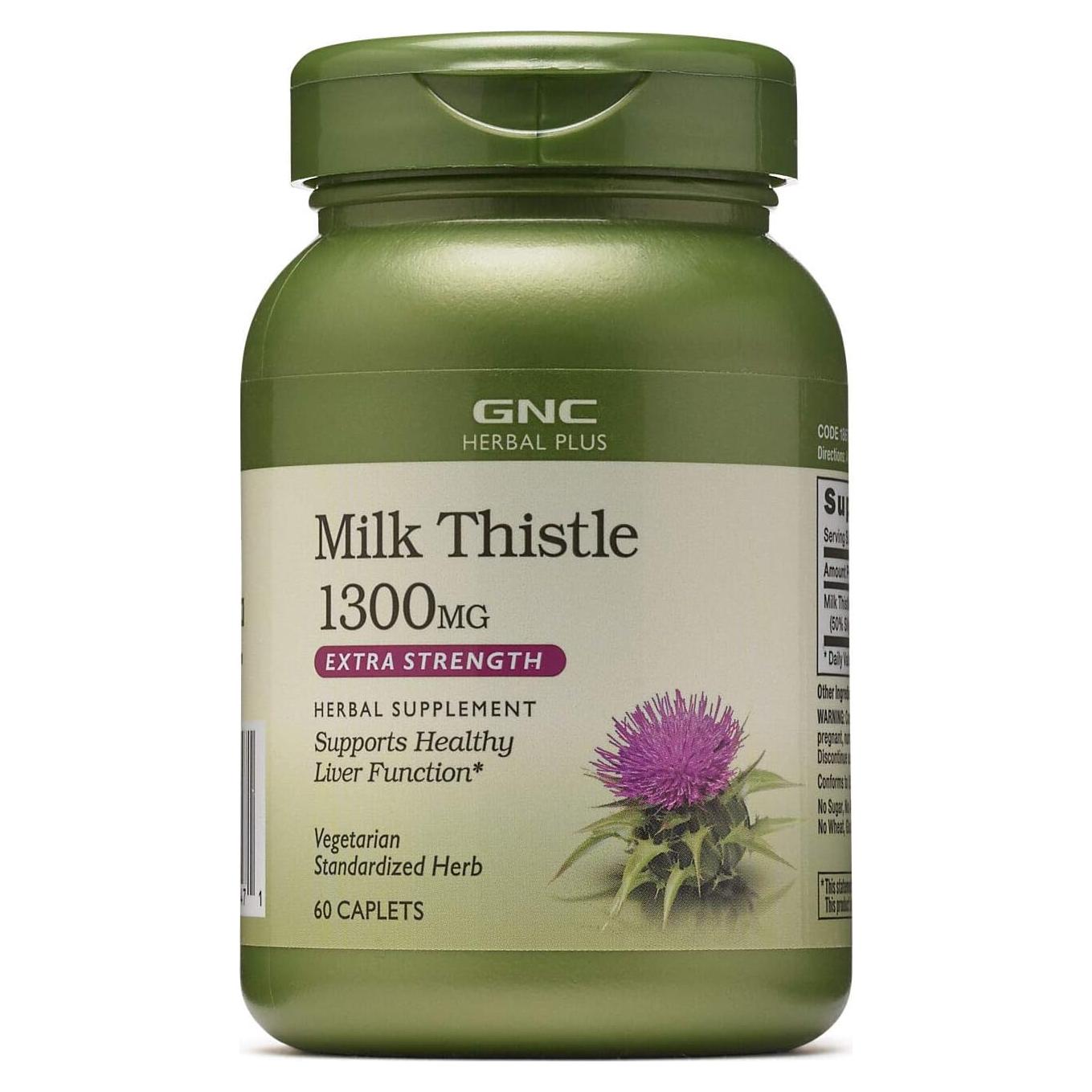 Suplemento Cardo Mariano GNC Herbal Plus 1300mg Vegetariano
