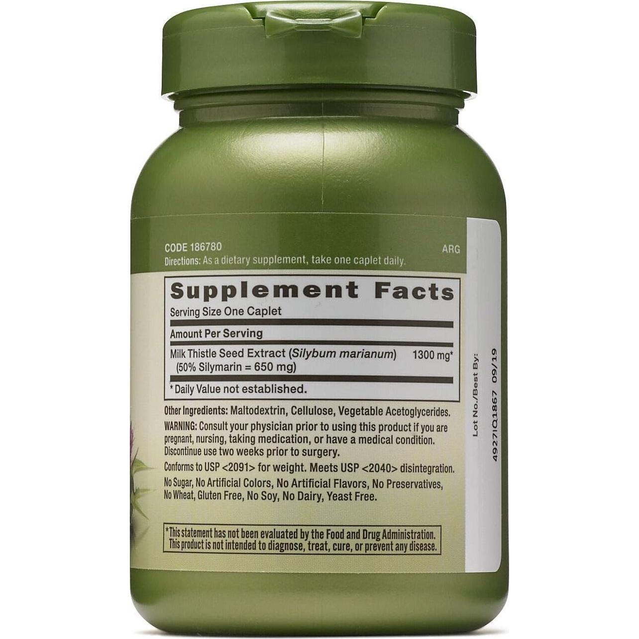 Suplemento Cardo Mariano GNC Herbal Plus 1300mg Vegetariano