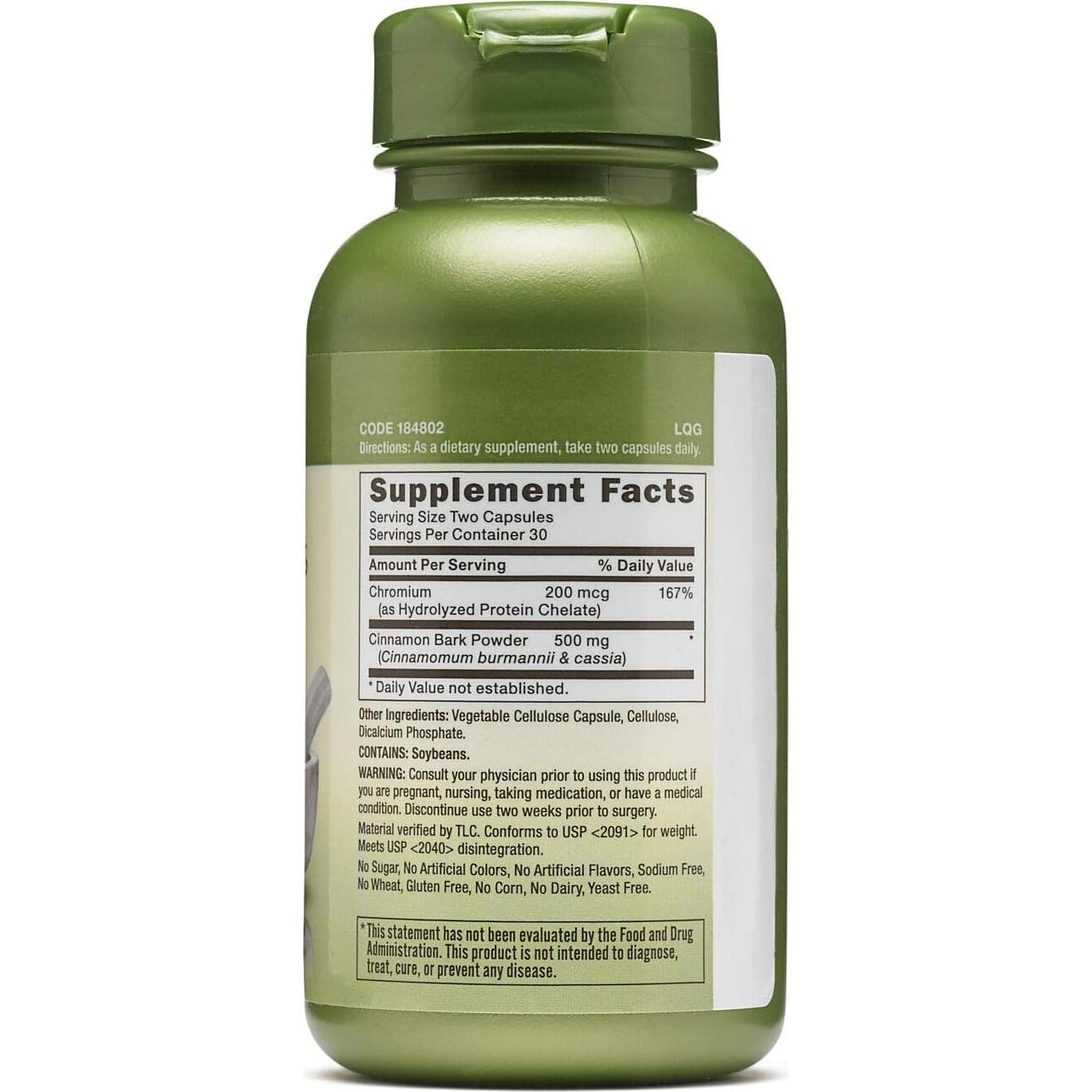 Suplemento de Canela y Cromo GNC Herbal Plus 30 Porciones