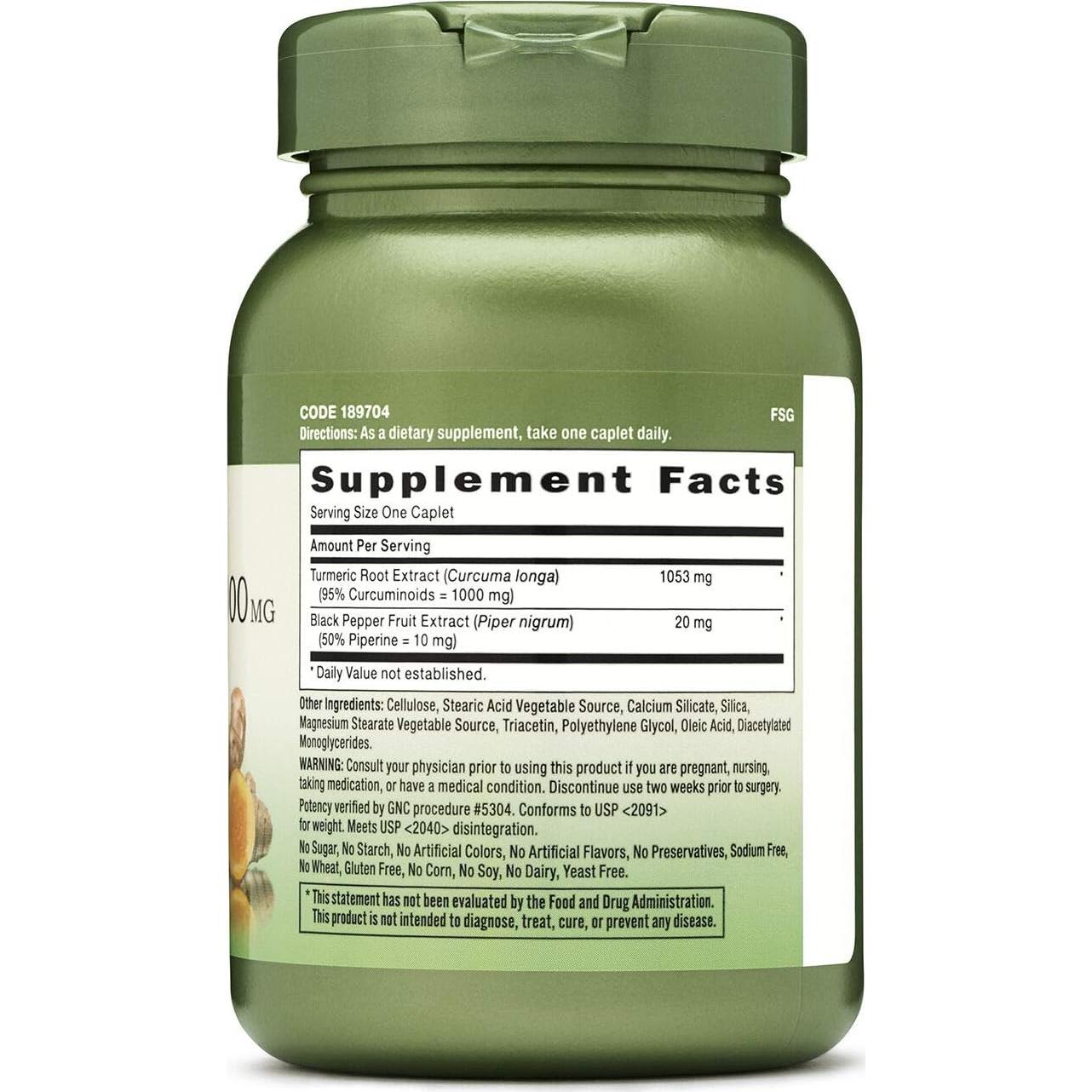 Suplemento Herbal GNC Cúrcuma Curcumina 1000mg 117g
