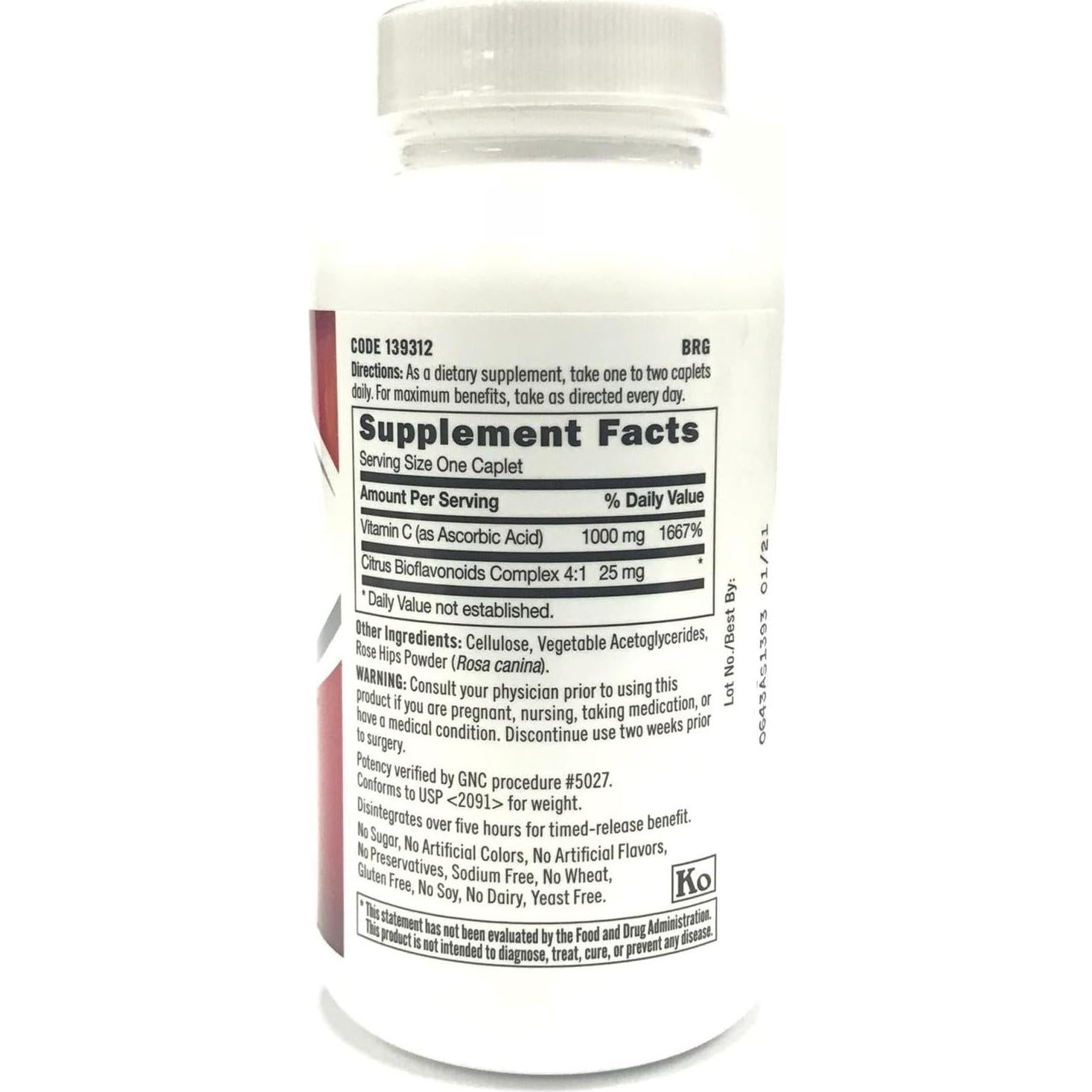 GNC Vitamina C 1000mg 90 Tabletas Antioxidante Inmunológico