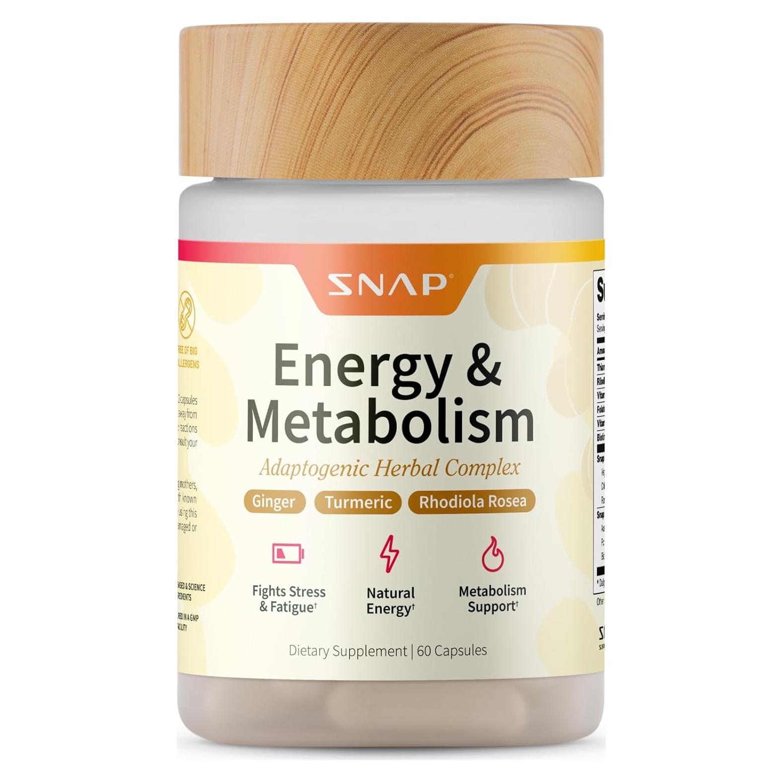 Suplemento Energético Natural Snap Supplements 60 Cápsulas