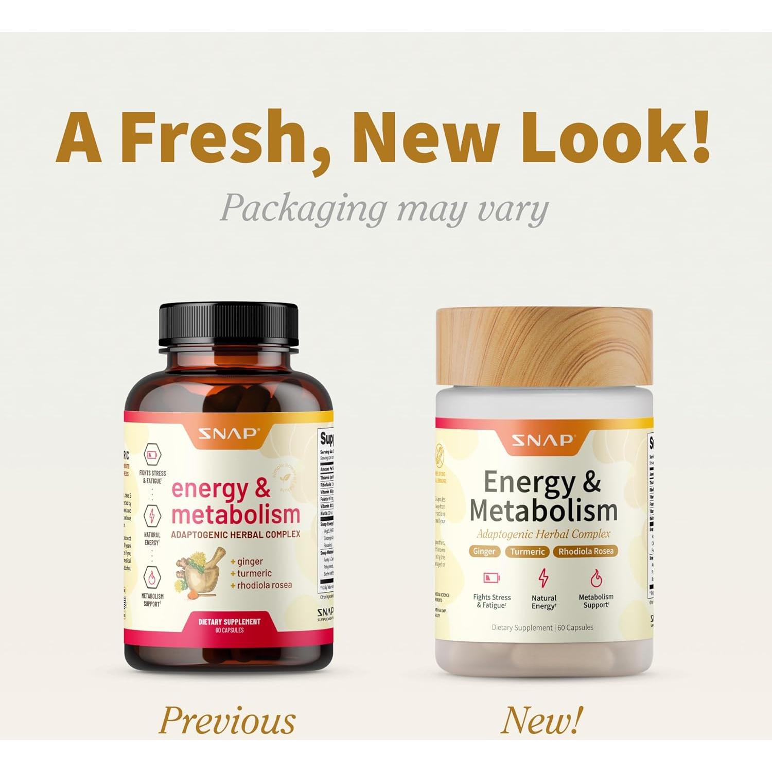 Suplemento Energético Natural Snap Supplements 60 Cápsulas