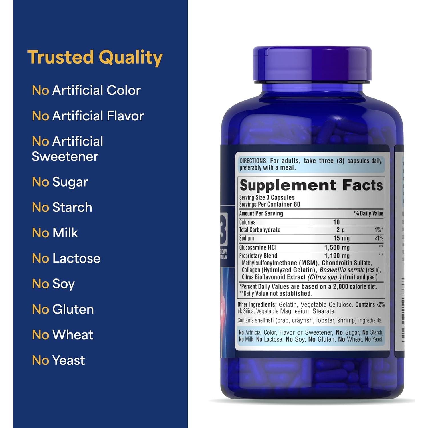 Suplemento Articulaciones Puritan's Pride 240 Tabletas Glucosamina