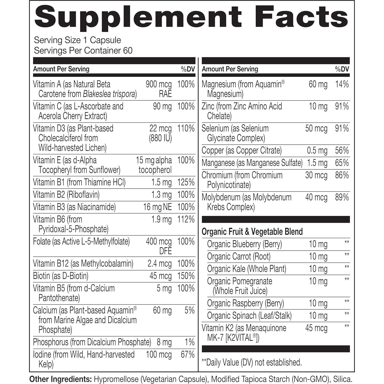 Multivitamina Diaria NATURELO para Mujeres 50+ Sin Hierro 60 Cápsulas