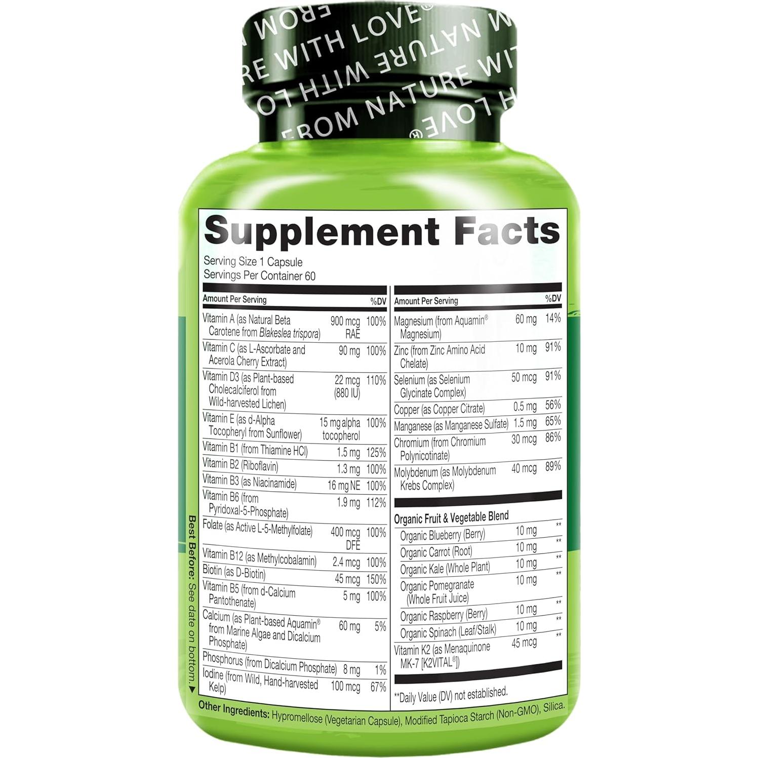 Multivitamina Diaria NATURELO para Mujeres 50+ Sin Hierro 60 Cápsulas