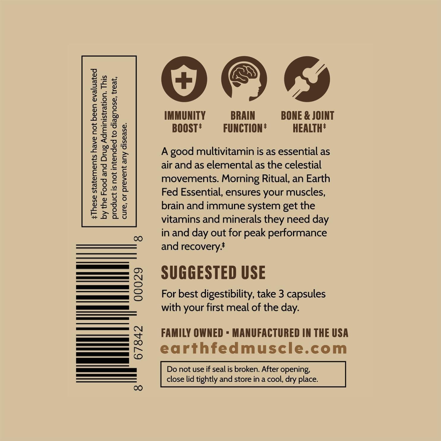 Multivitamínico Ritual Matutino Earth Fed Muscle Mujeres 60 Cápsulas