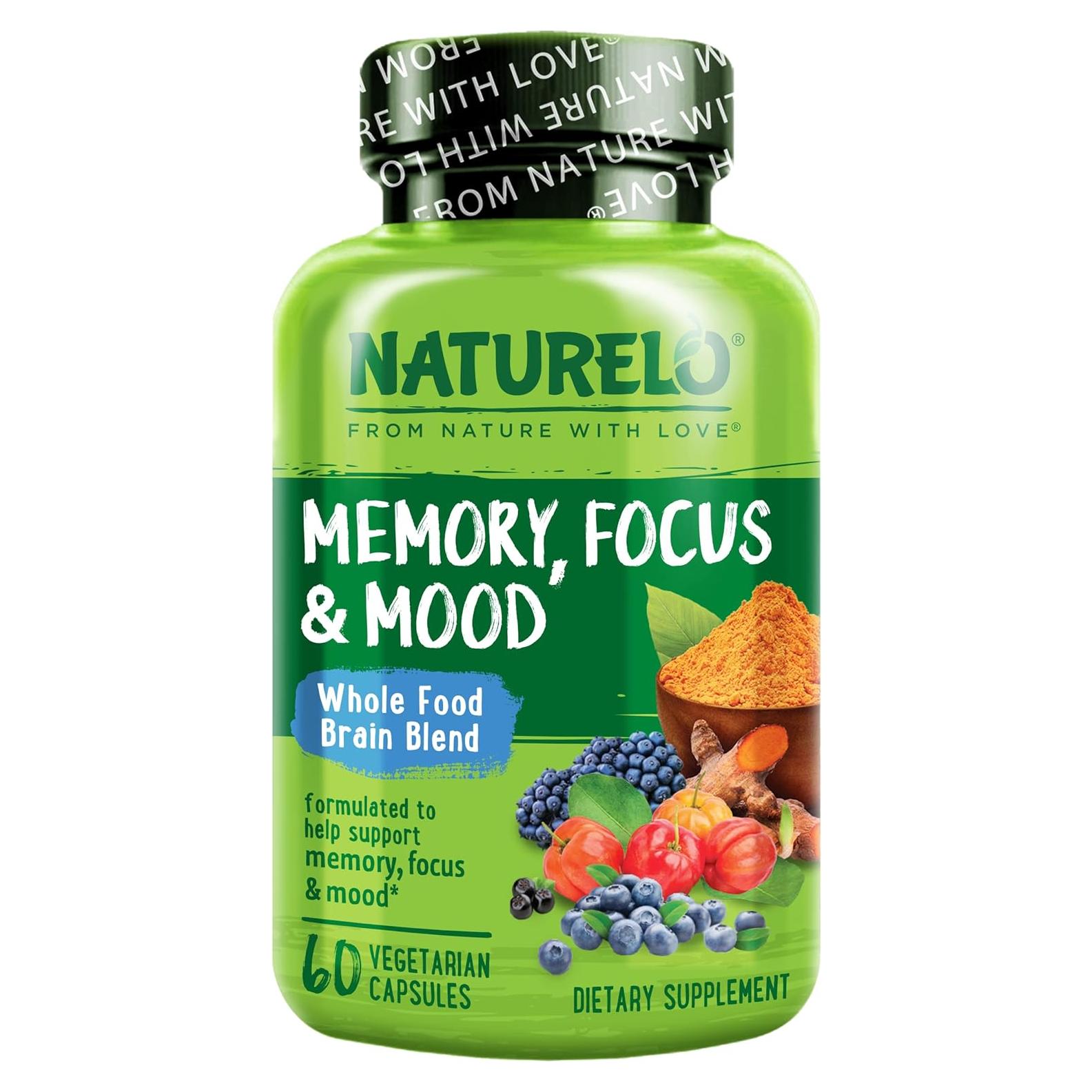 Suplemento Cerebral NATURELO 60 Cápsulas Vegetarianas - Memoria y Enfoque