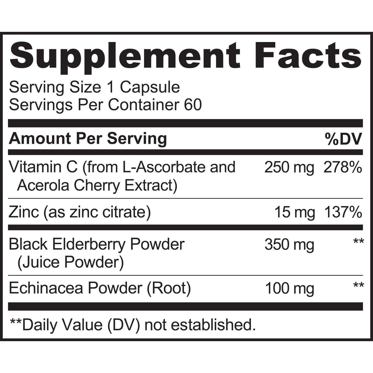 Suplemento Inmunológico NATURELO - Vitamina C, Zinc, Saúco - 120 Cápsulas Veganas