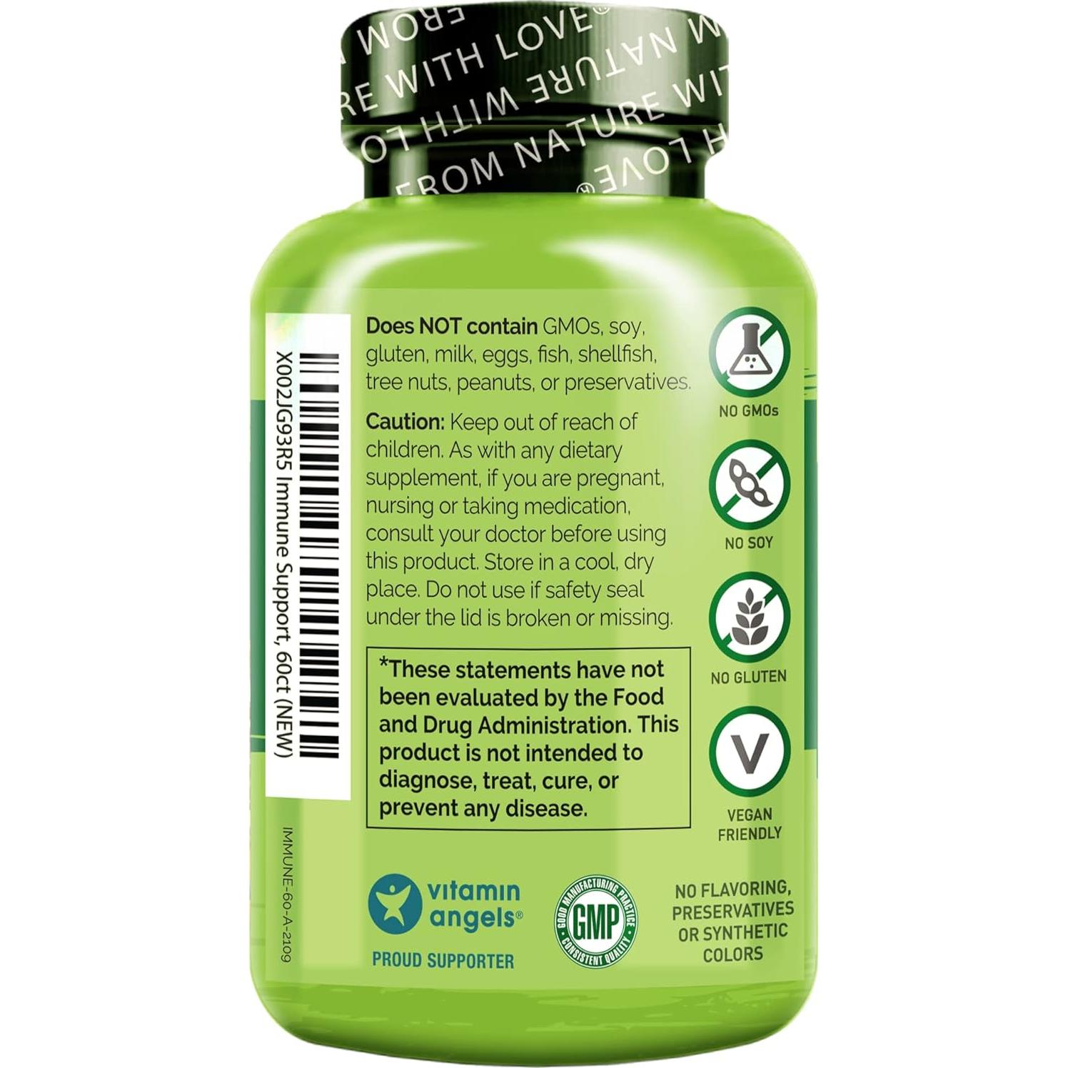 Suplemento Inmunológico NATURELO - Vitamina C, Zinc, Saúco - 120 Cápsulas Veganas