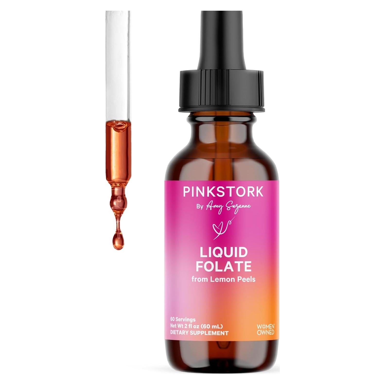 Pink Stork Folato Líquido 59 ml - Vitamina B9 Natural para Embarazo