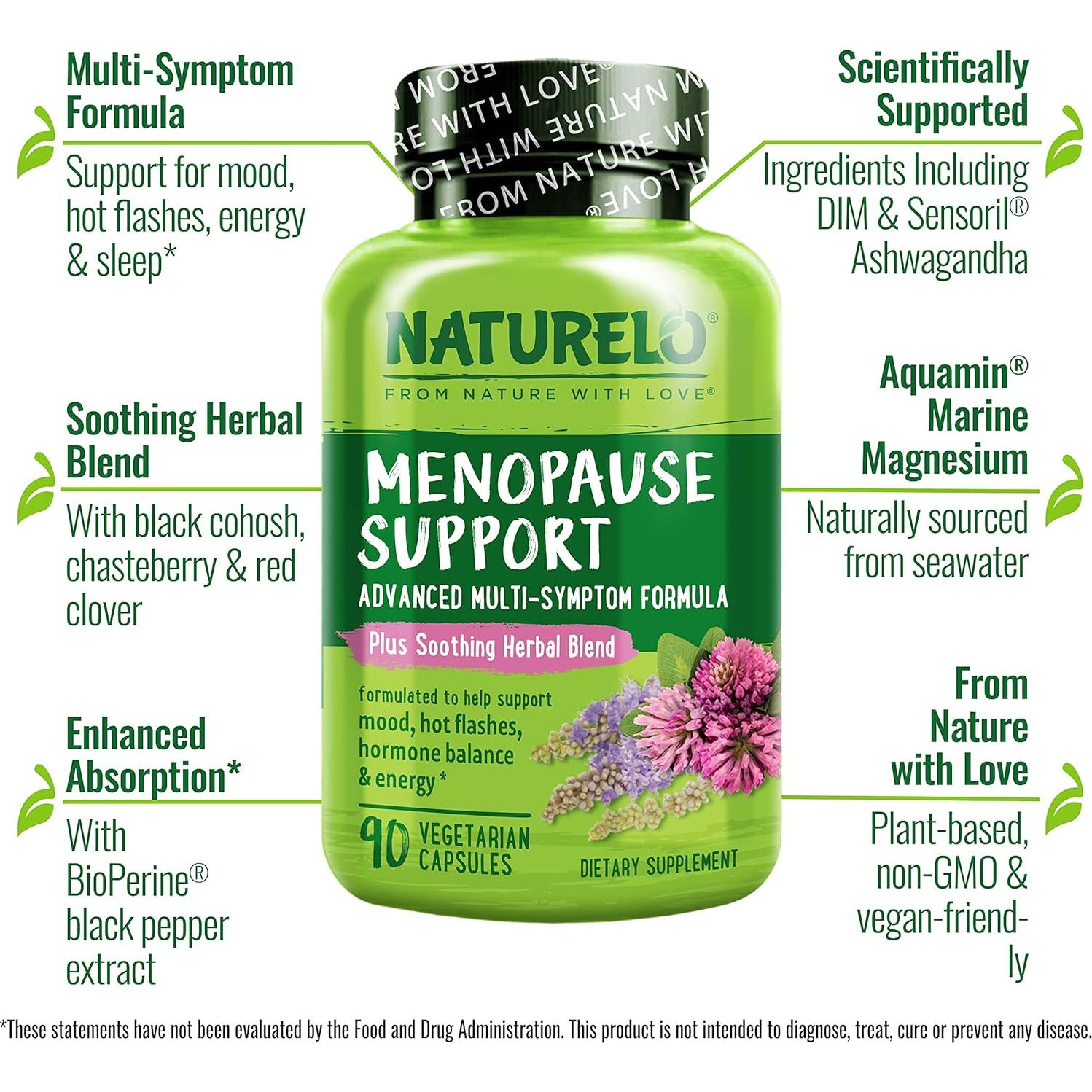 Suplemento Menopausia NATURELO 90 Cápsulas Alivio Sofocos