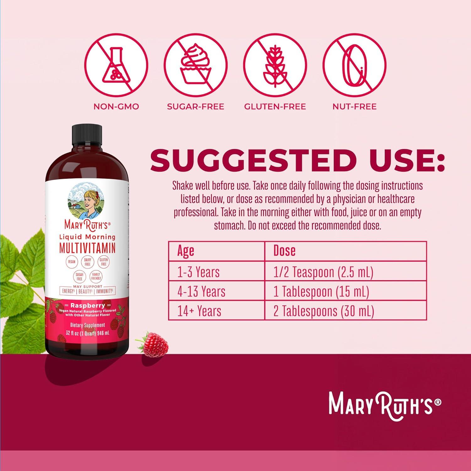 Multivitamina Líquida Matutina MaryRuth 946ml Frambuesa Vegana
