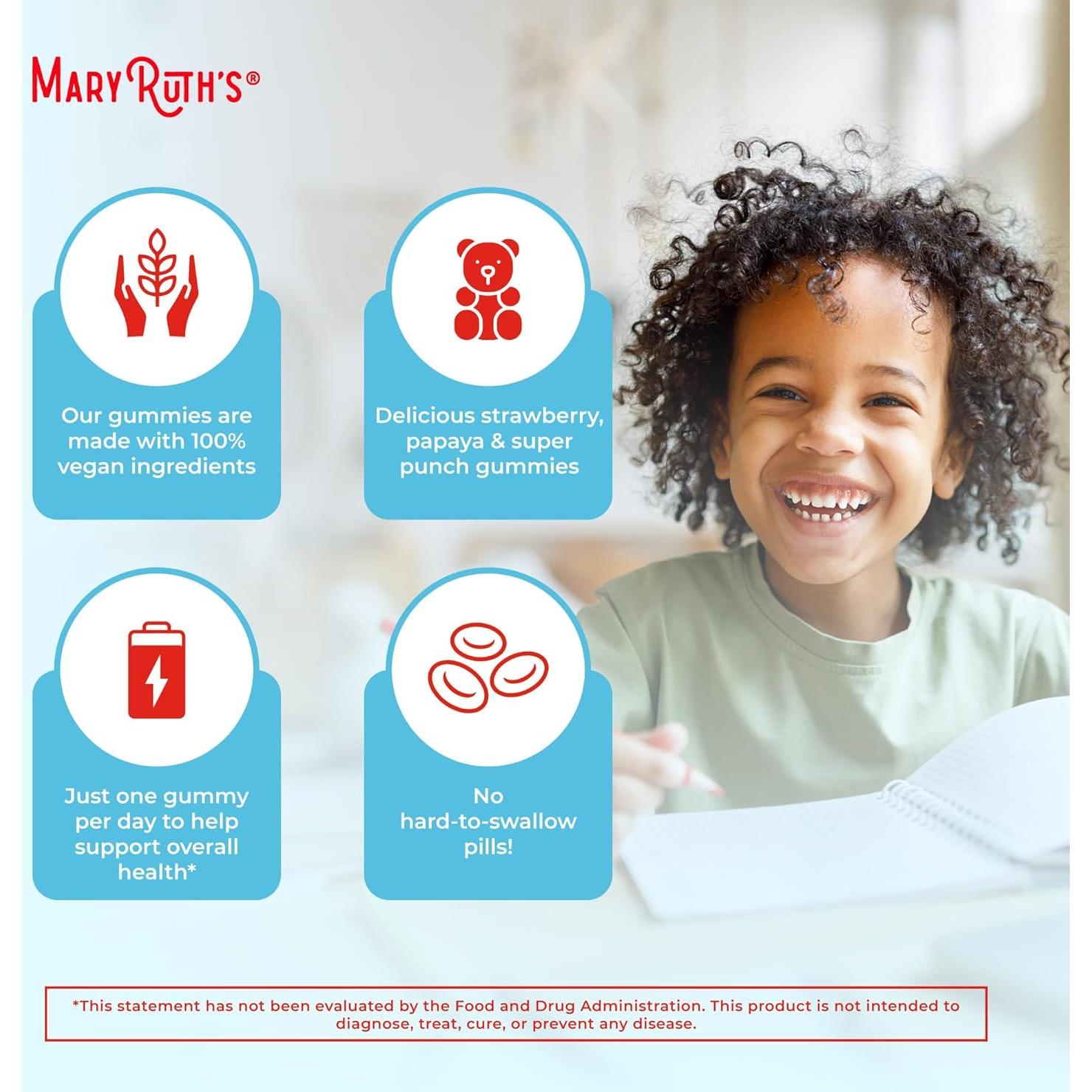 Gominolas Multivitamínicas Veganas MaryRuth para Niños 60 Unidades