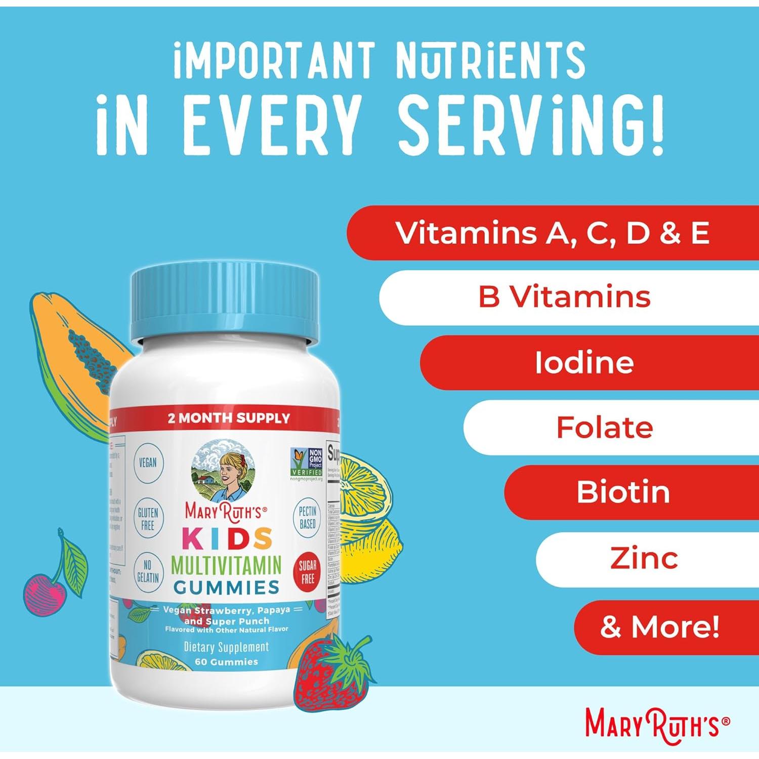 Gominolas Multivitamínicas Veganas MaryRuth para Niños 60 Unidades