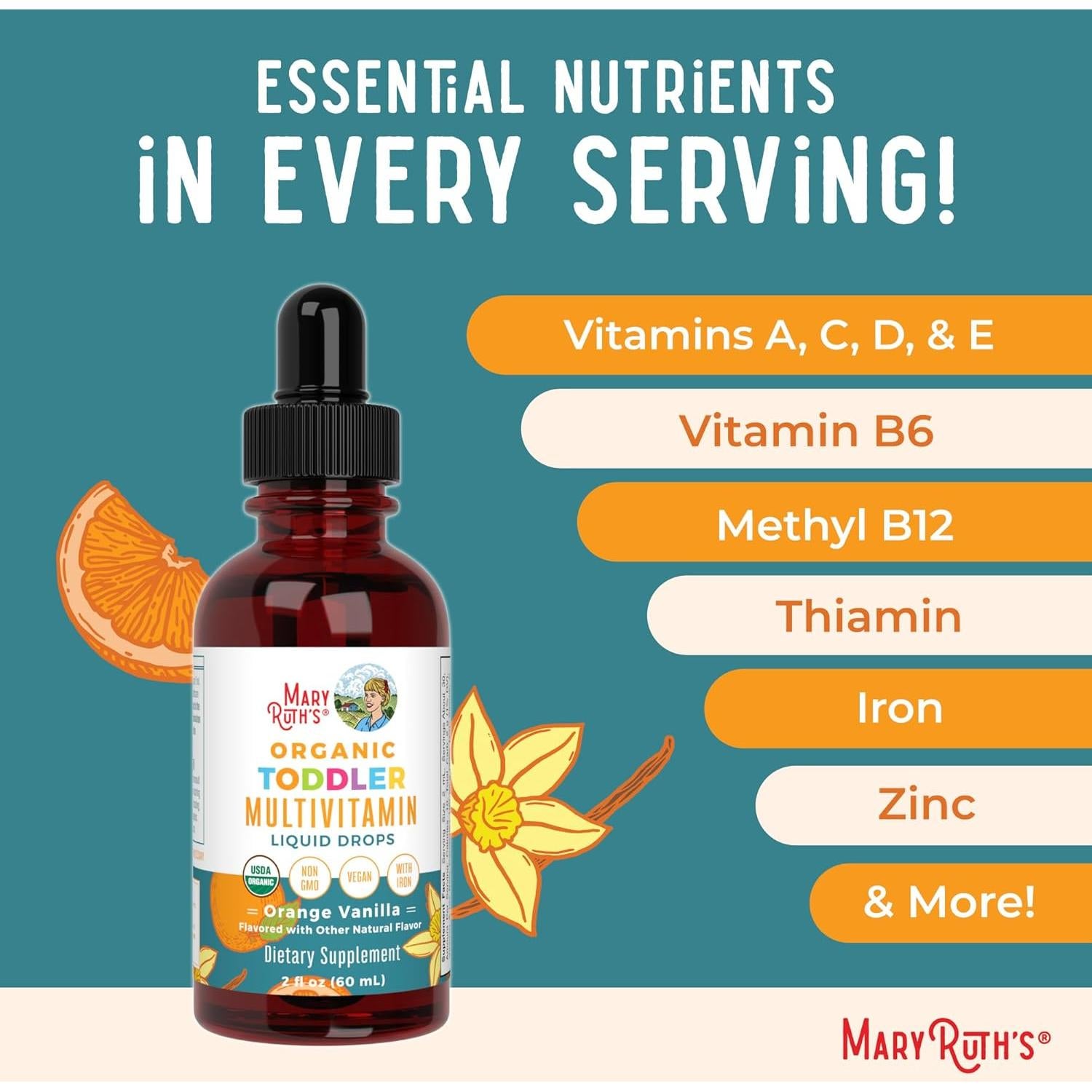 Multivitamina Líquida Orgánica MaryRuth para Niños 1-3 Años