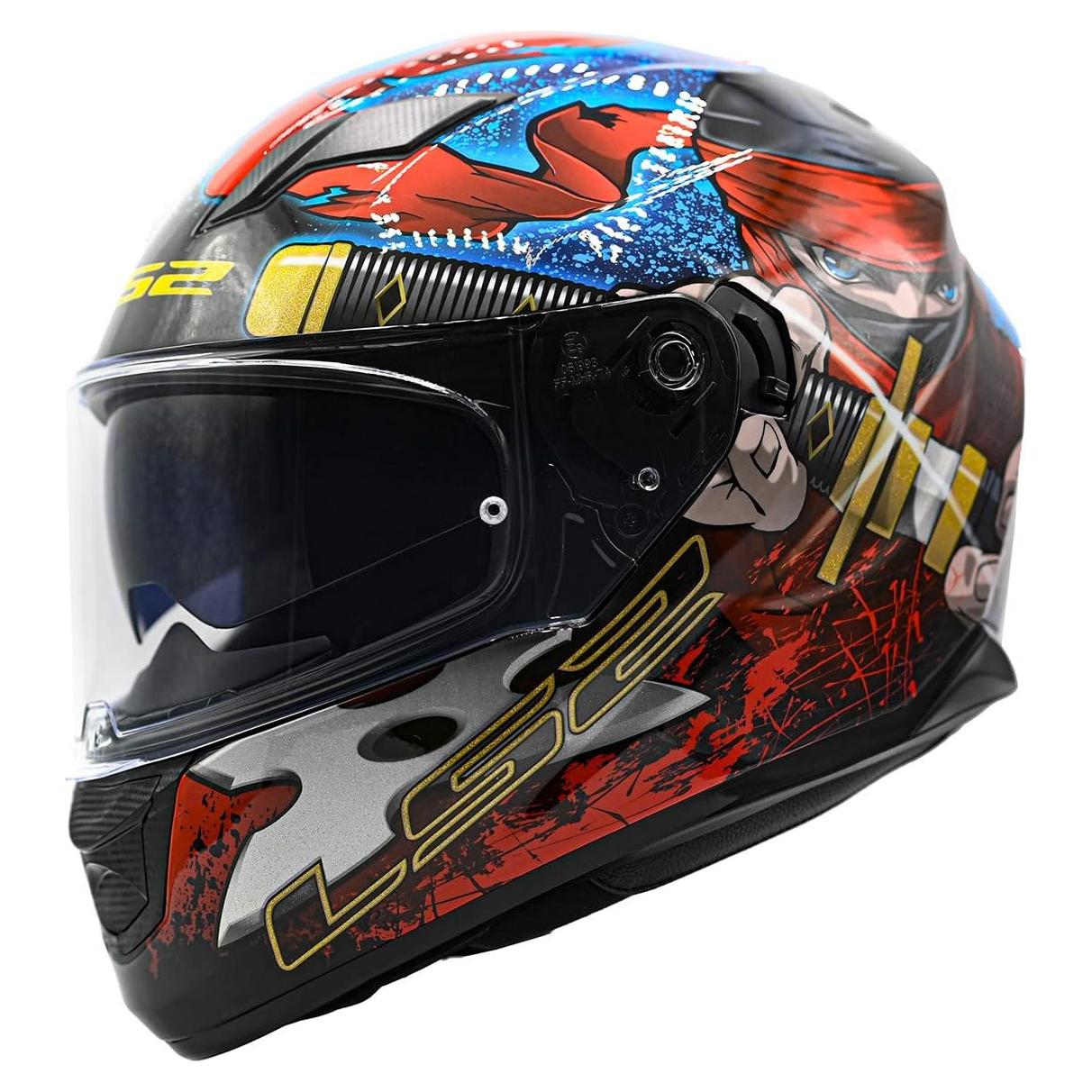 Casco LS2 Stream Full Face Ninja Rojo Azul X-Pequeño
