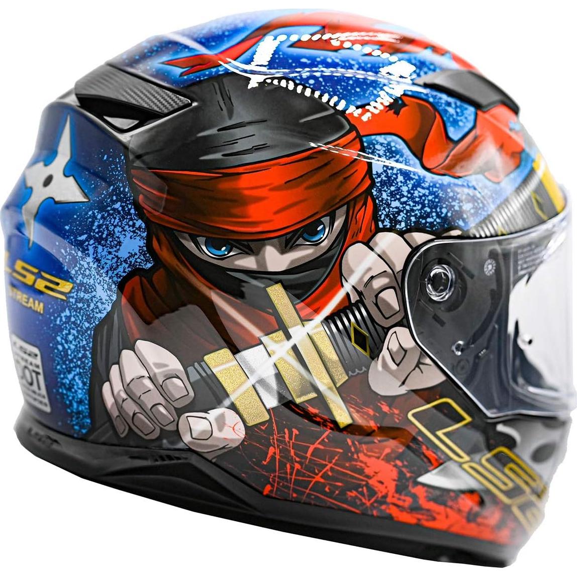 Casco LS2 Stream Full Face Ninja Rojo Azul X-Pequeño