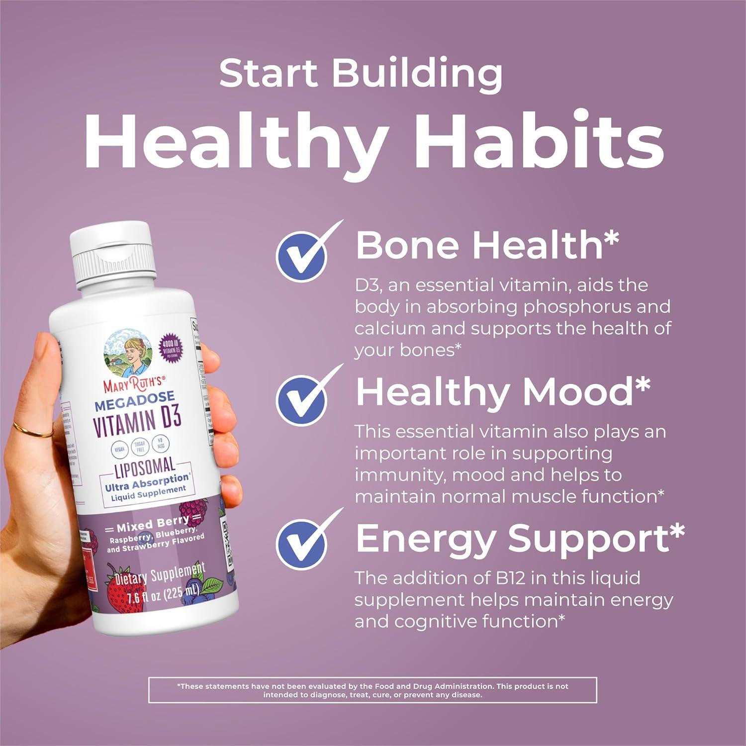 Vitamina D3 Liposomal MaryRuth 4000 UI | Vegano | 45 Porciones