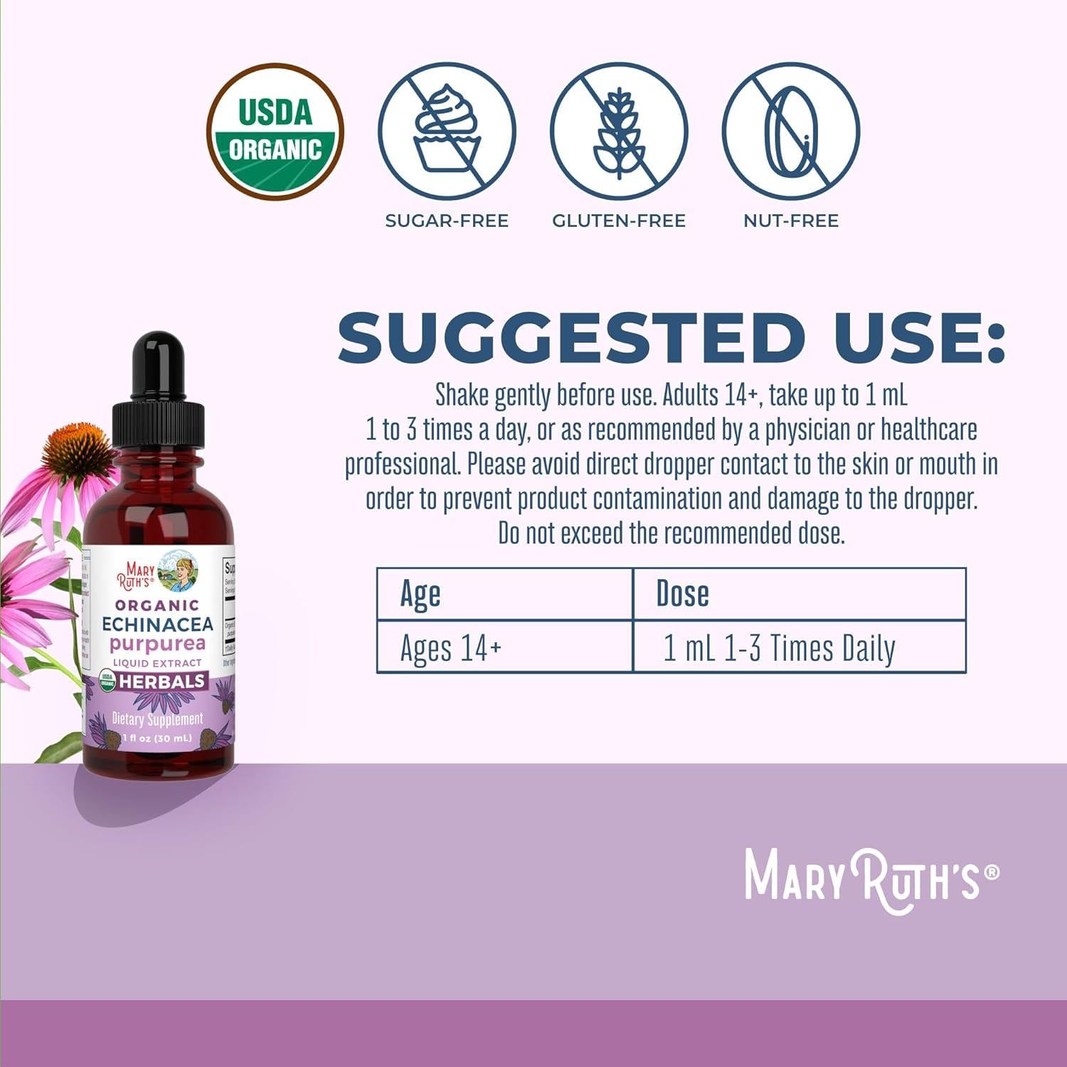 Gotas de Echinacea Purpurea MaryRuth Organics 29.57 ml