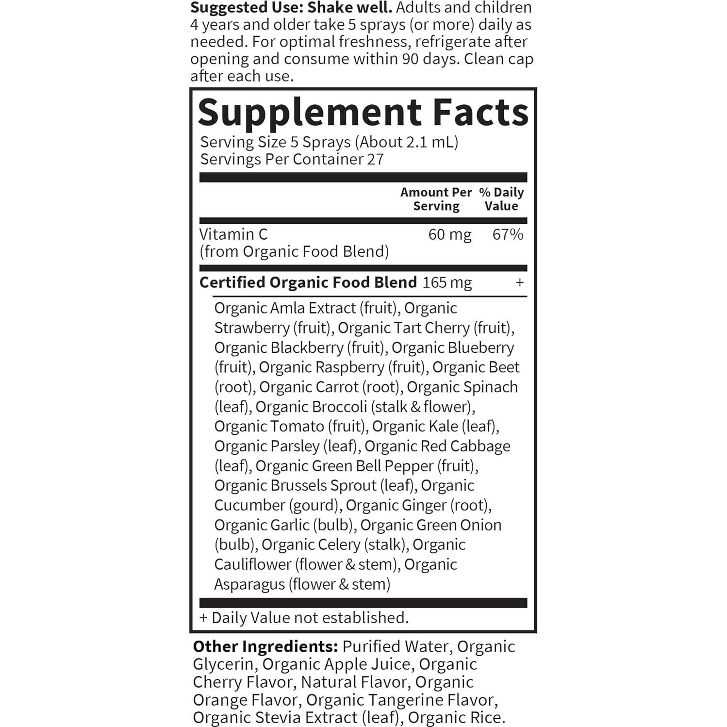 Spray Orgánico de Vitamina C Jardín de Vida 59 ml Cereza Mandarina