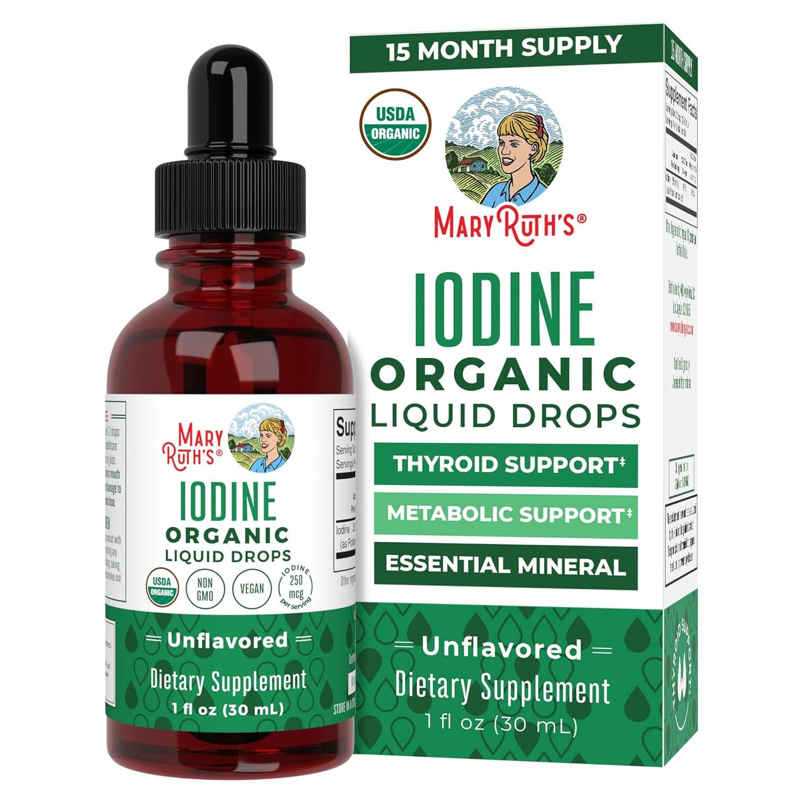 Gotas Líquidas de Yodo MaryRuth 450 Porciones 29.57 ml Orgánico