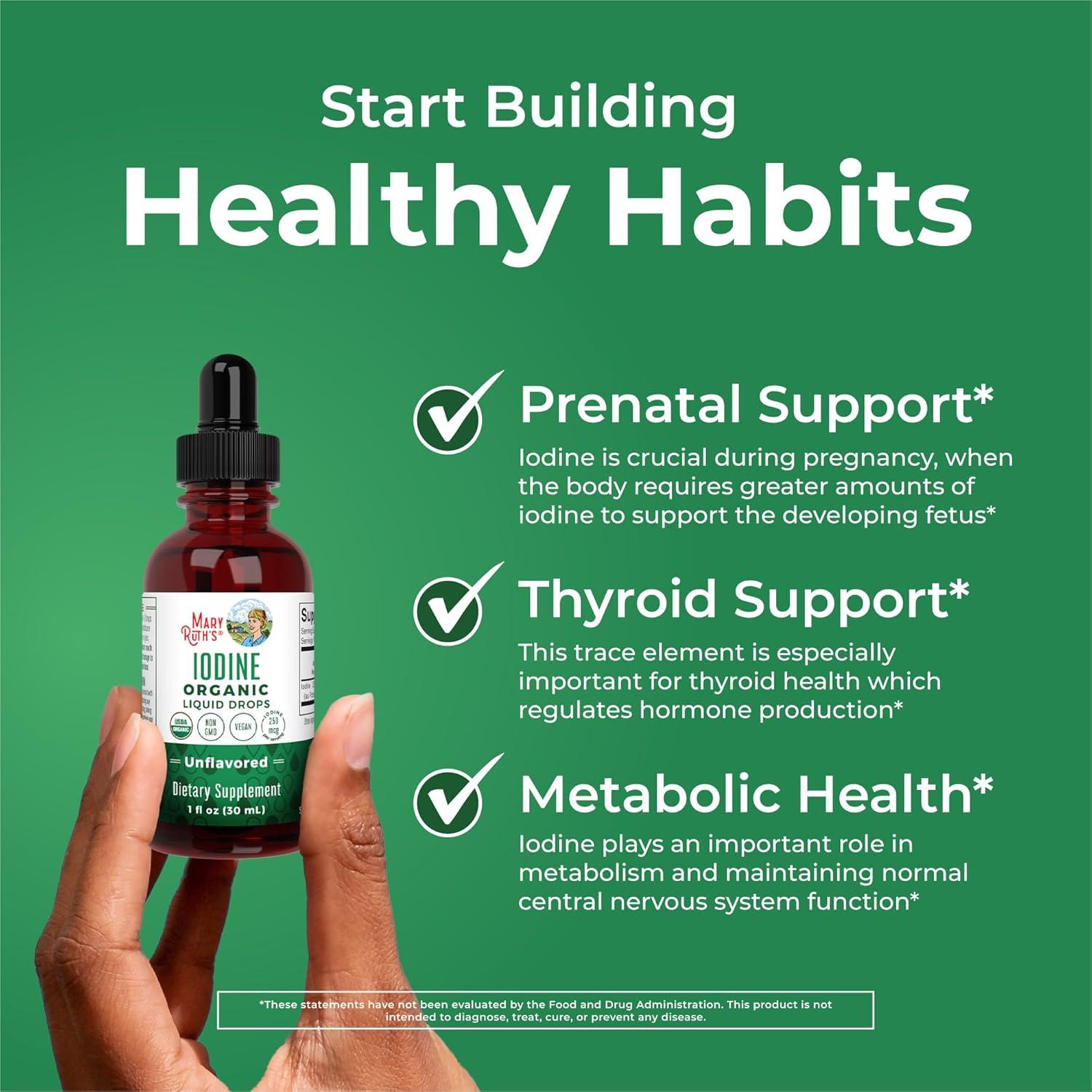 Gotas Líquidas de Yodo MaryRuth 450 Porciones 29.57 ml Orgánico