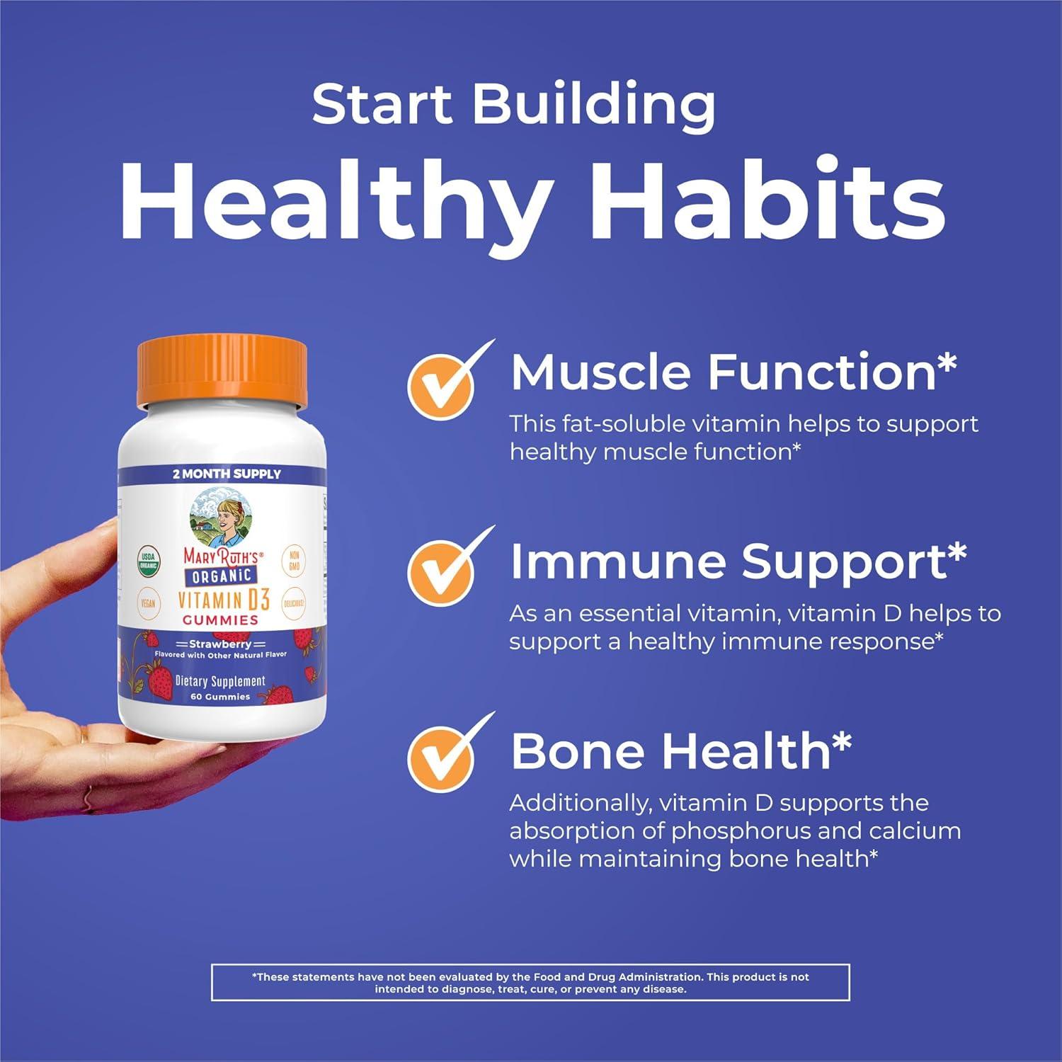 Gominolas Orgánicas de Vitamina D3 MaryRuth 1000 UI 60 Unidades