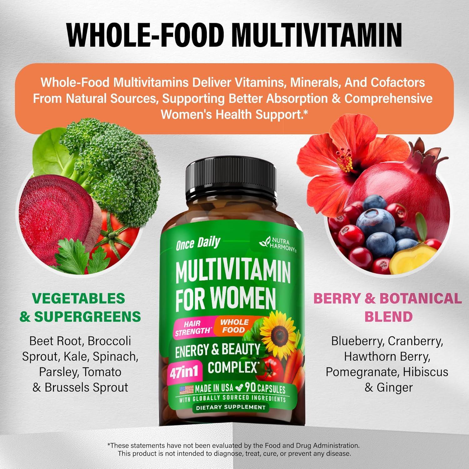 Multivitamina Vegana para Mujeres Nutra Harmony 47 en 1 - 90 Cápsulas