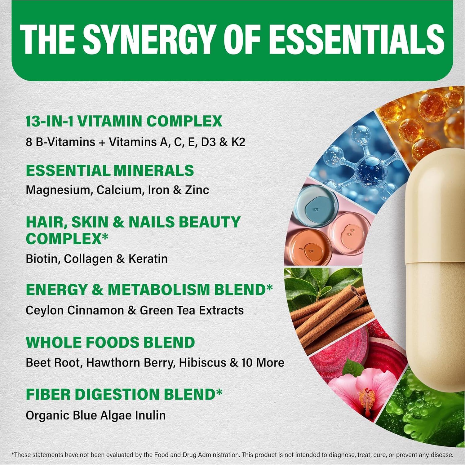 Multivitamina Vegana para Mujeres Nutra Harmony 47 en 1 - 90 Cápsulas