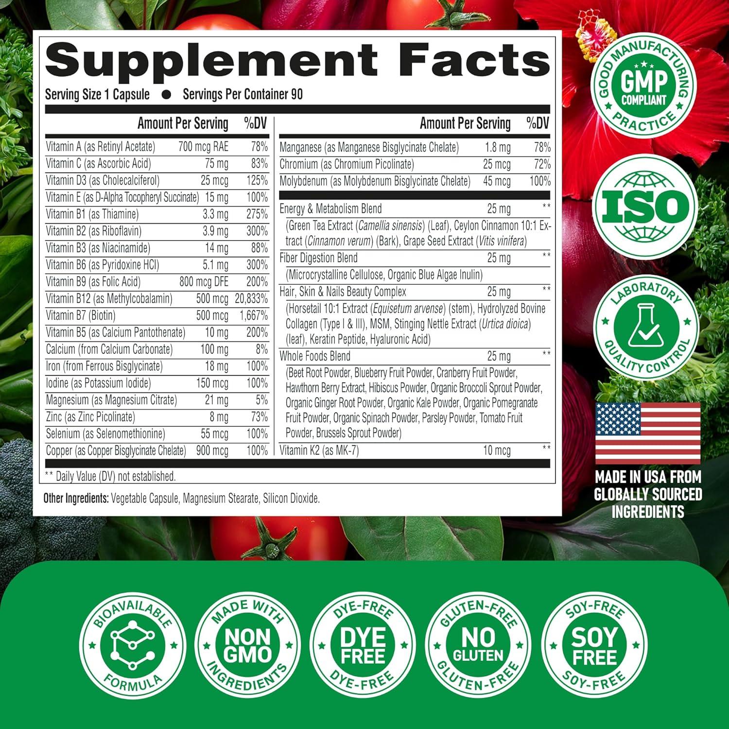 Multivitamina Vegana para Mujeres Nutra Harmony 47 en 1 - 90 Cápsulas