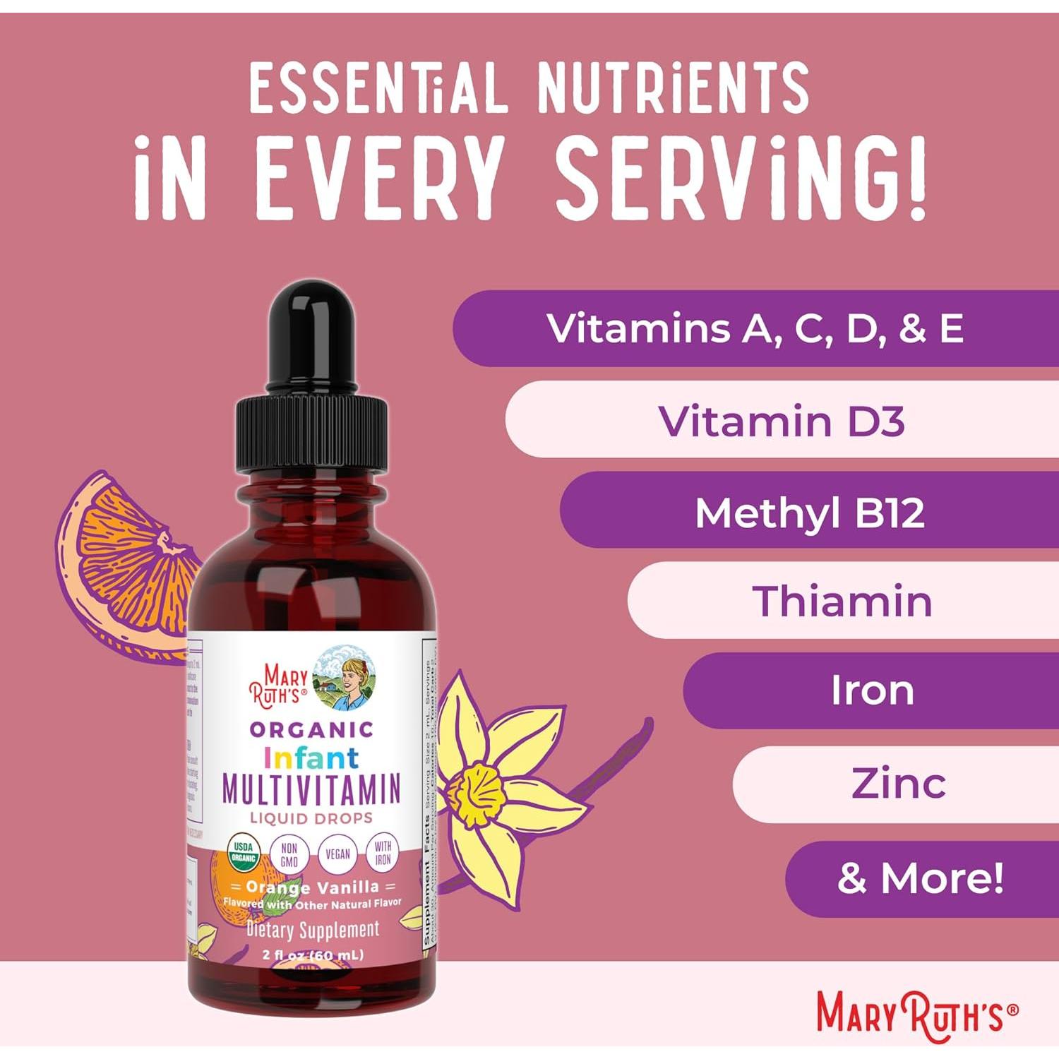 Gotas Líquidas Multivitamina Orgánica MaryRuth con Hierro 59.15 mL