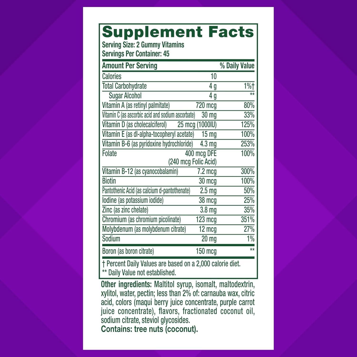 Vitafusion Multivitaminas Gummy Hombres Sin Azúcar 90 Unidades